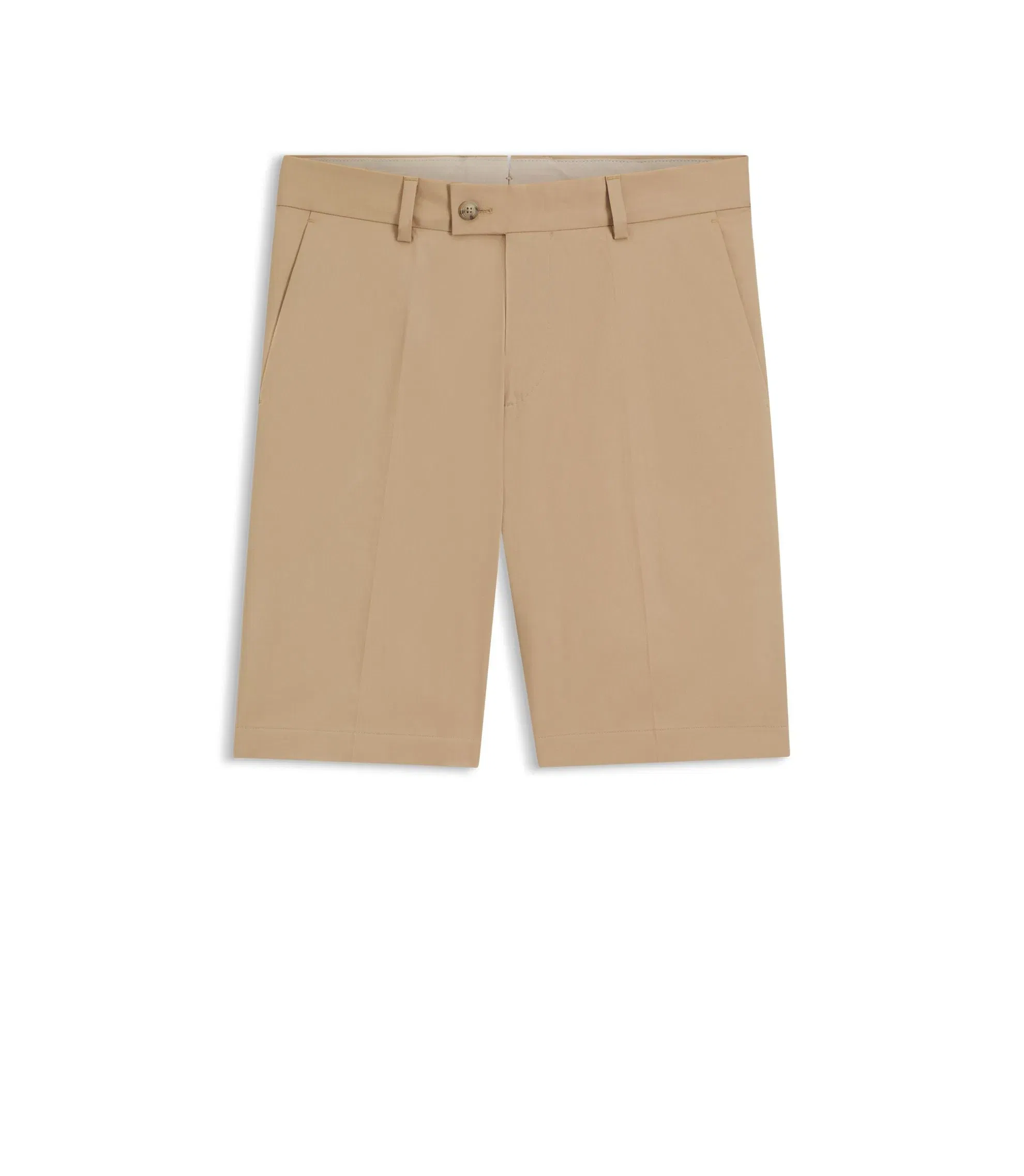 Boss Tapered Fit Shorts In Cotton Silk And Stretch Beige