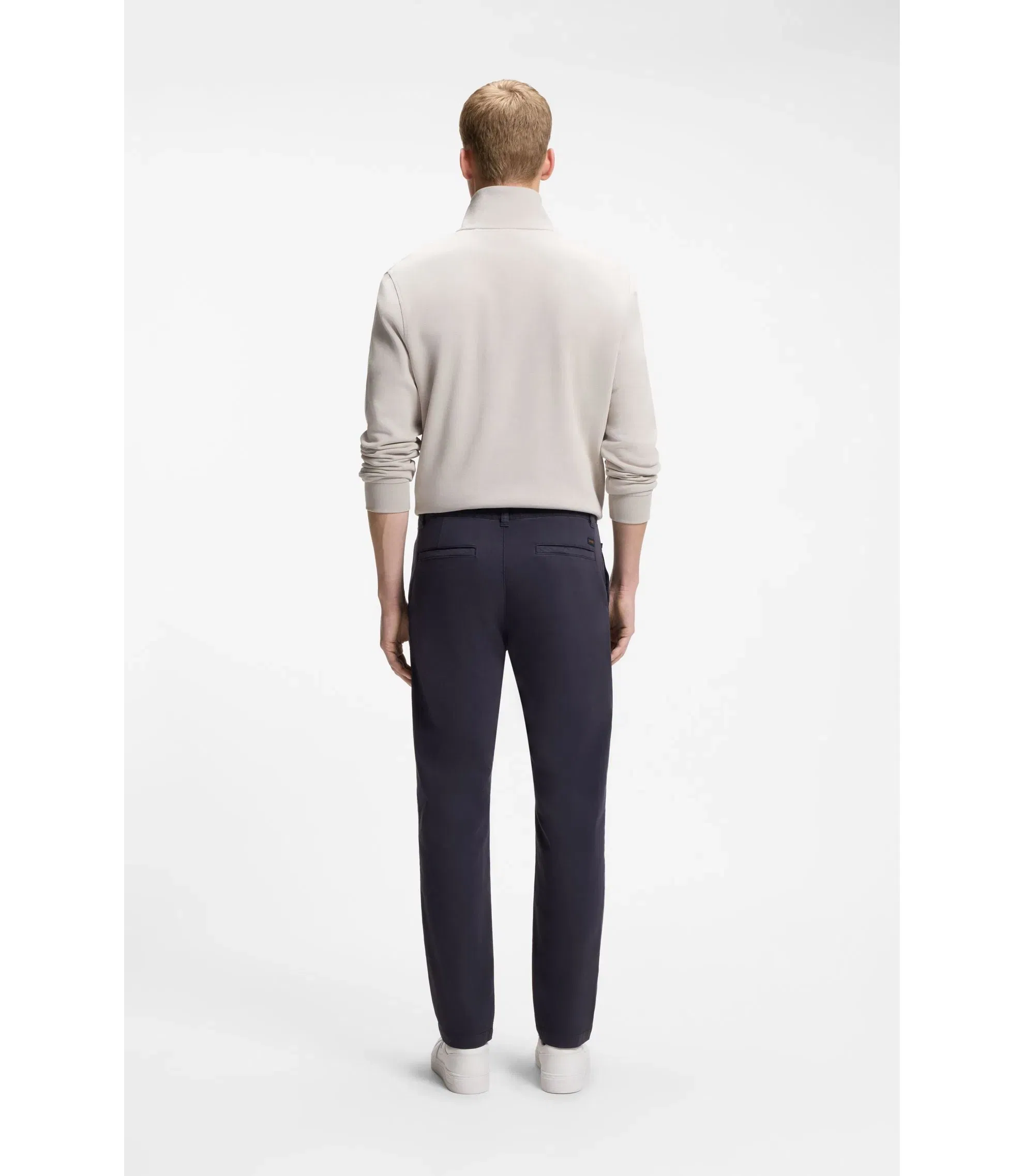 Boss Tapered Fit Chinos In A Structured Cotton Dark Blue
