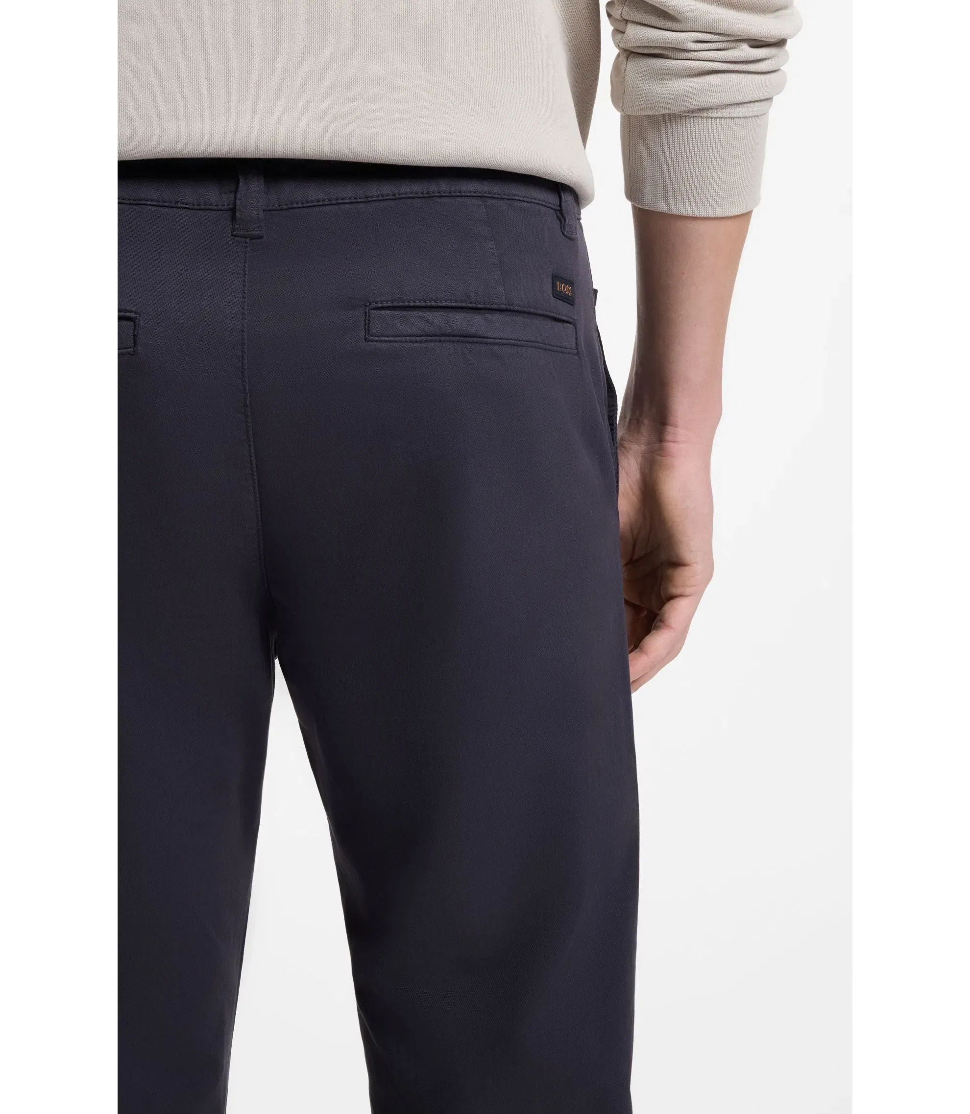 Boss Tapered Fit Chinos In A Structured Cotton Dark Blue