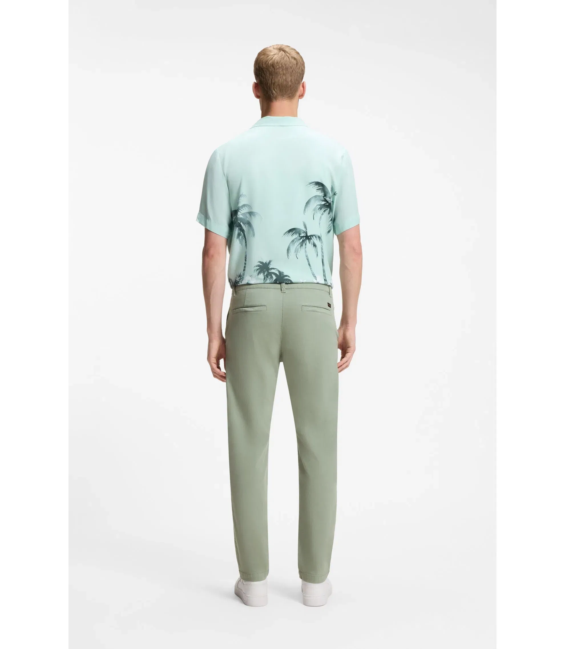 Boss Tapered Fit Chinos In A Structured Cotton Light Green