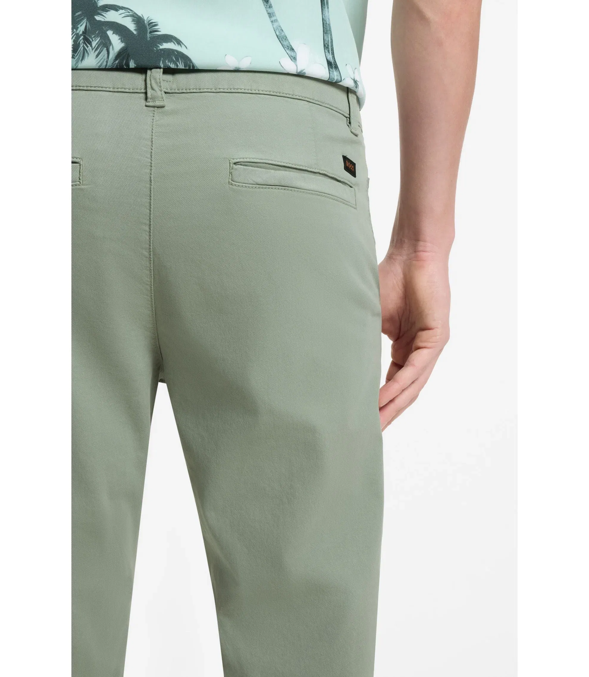 Boss Tapered Fit Chinos In A Structured Cotton Light Green