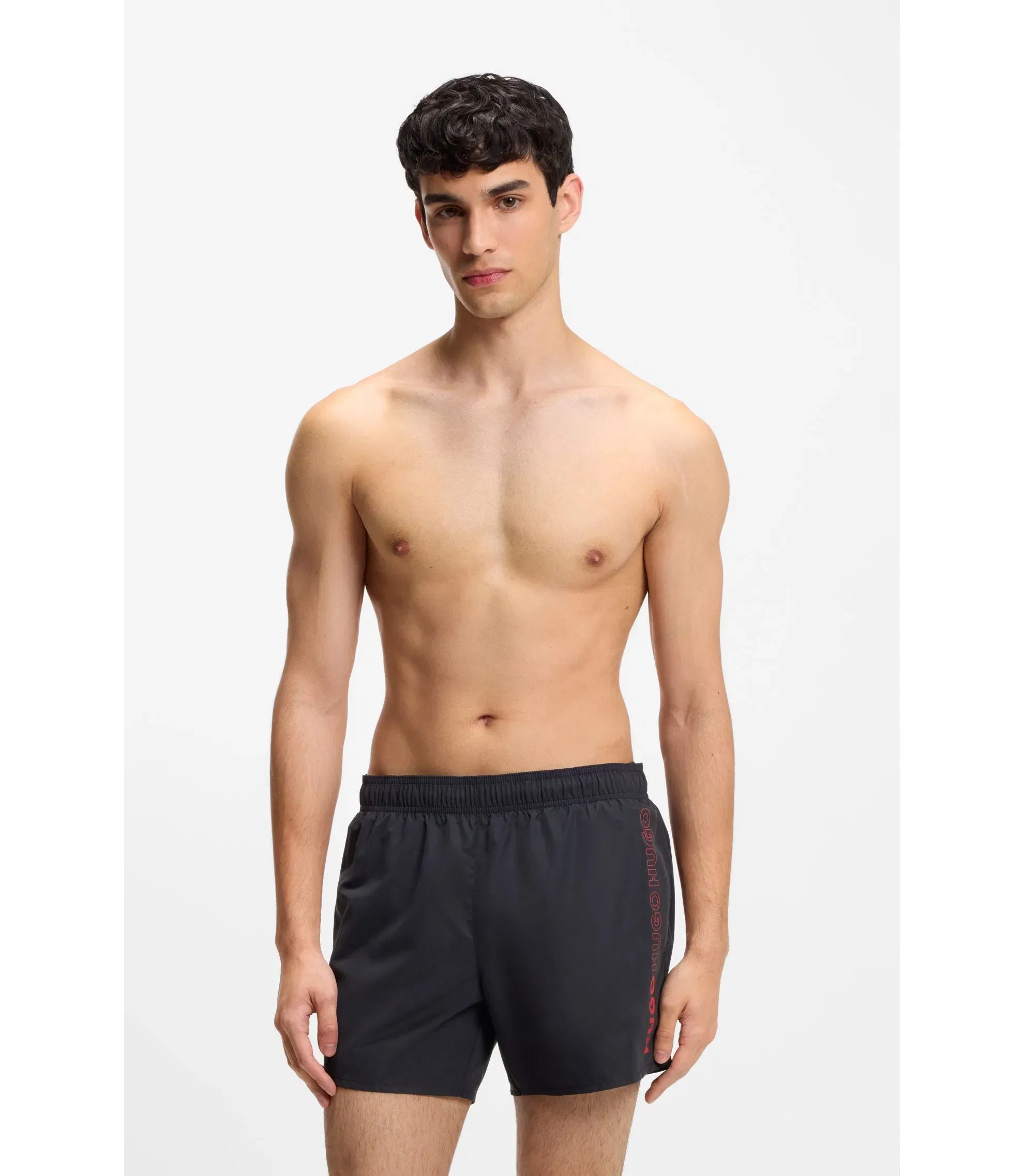 Hugo Swim Shorts With Repeated Logos Black