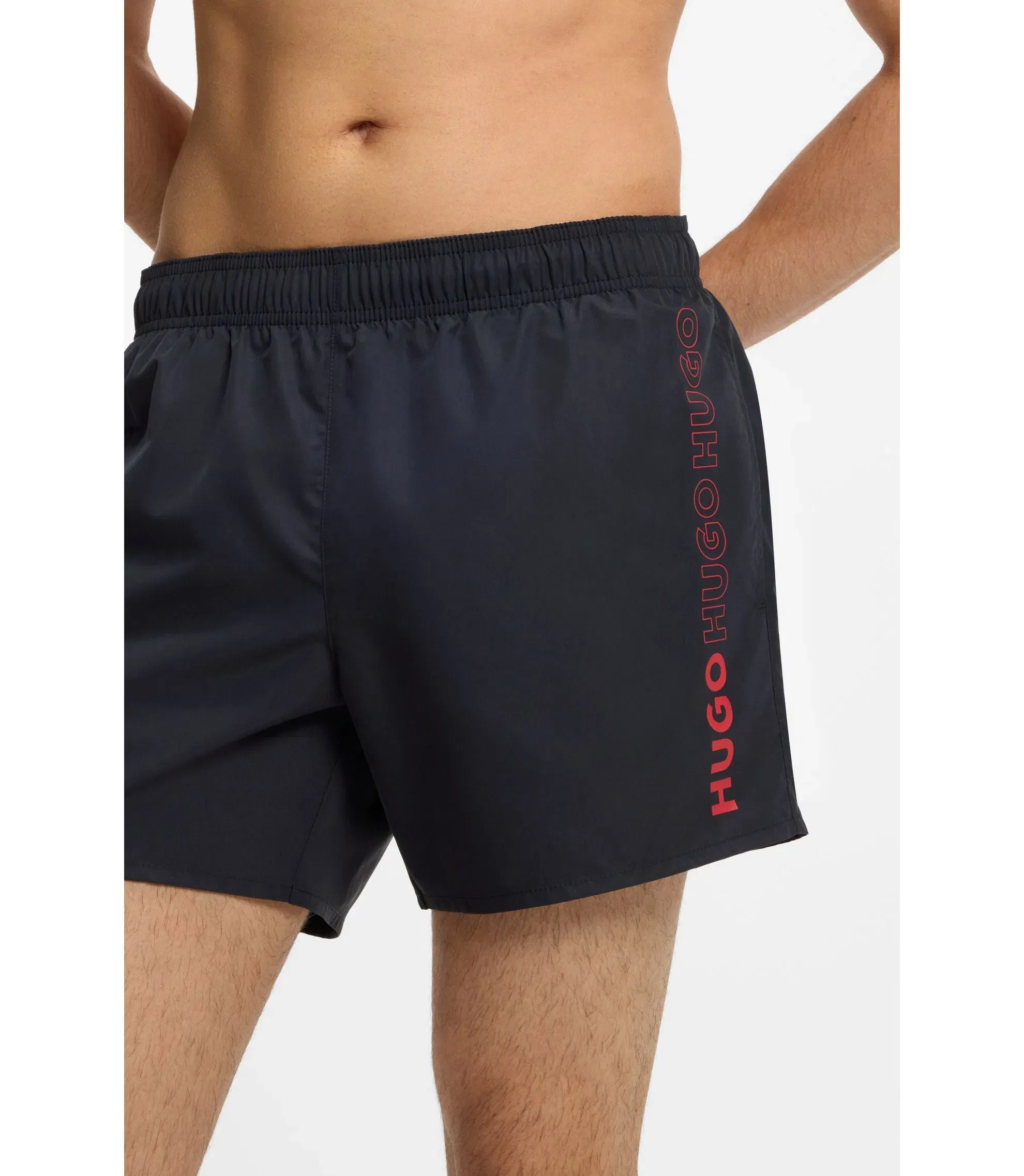 Hugo Swim Shorts With Repeated Logos Black