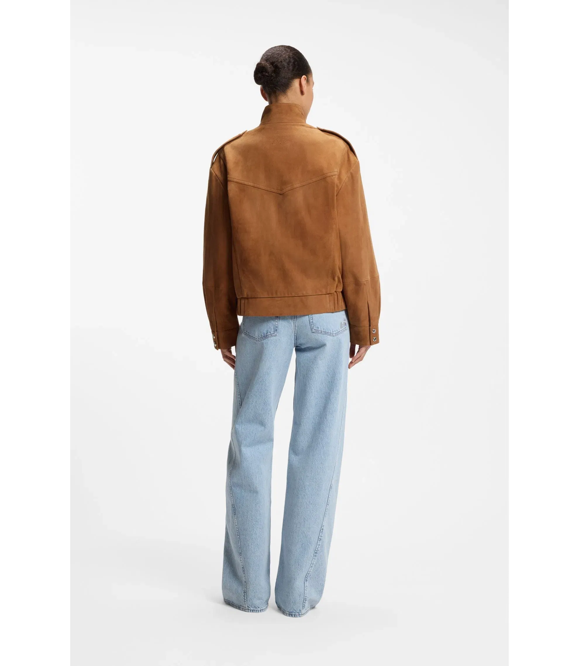 Boss Suede Jacket With Bomber Styling Brown Women's