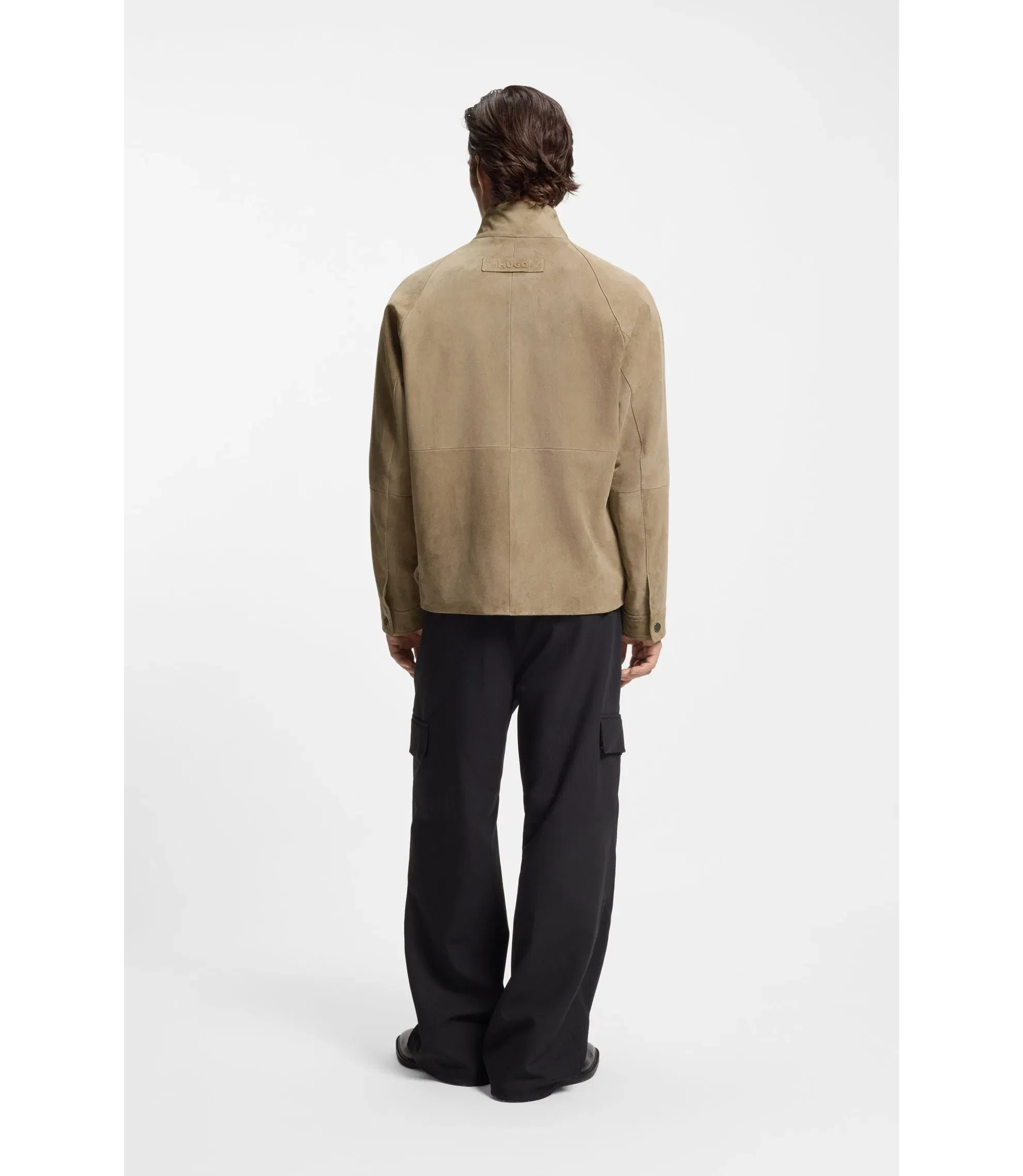 Hugo Suede Jacket In A Regular Fit Beige