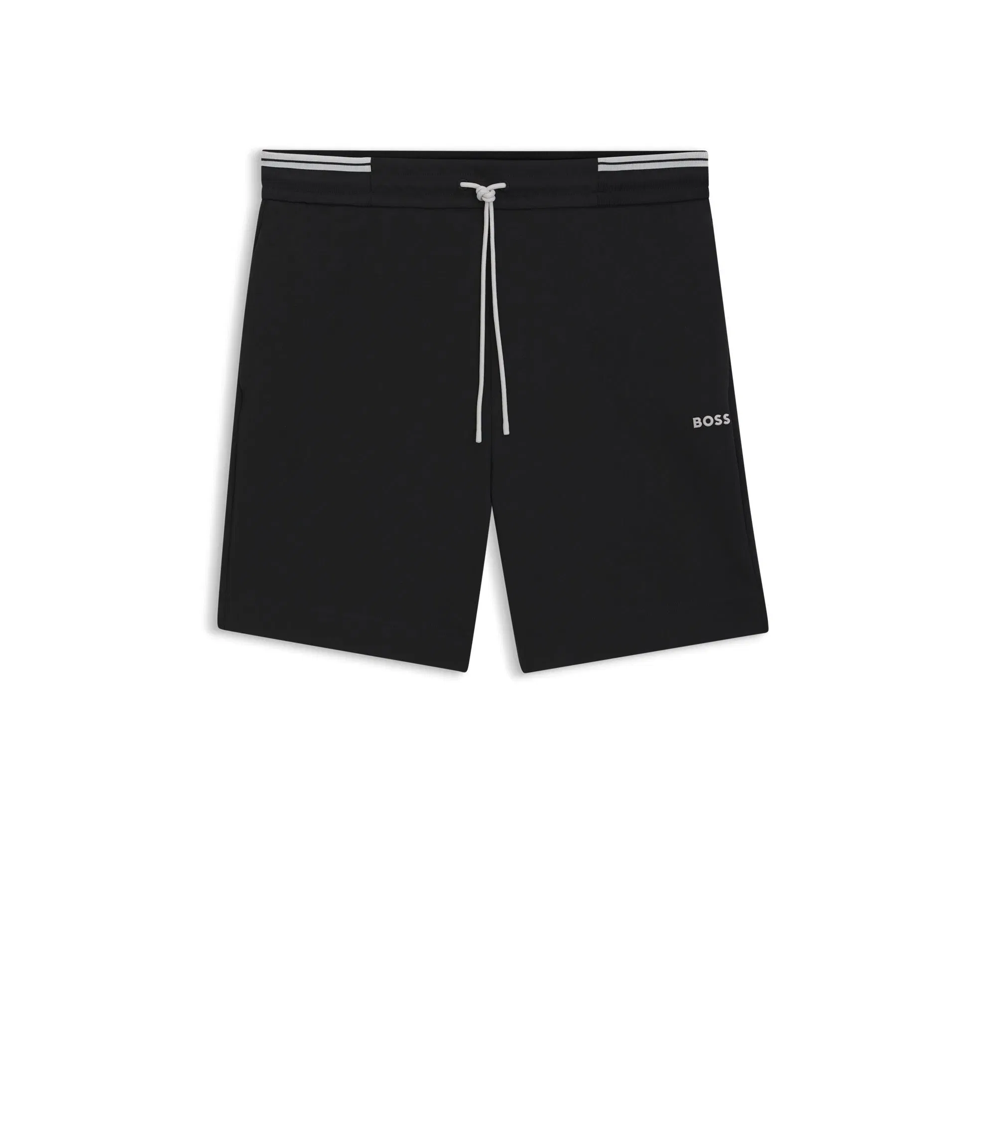 Boss Stripe Detail Shorts In A Cotton Blend Black