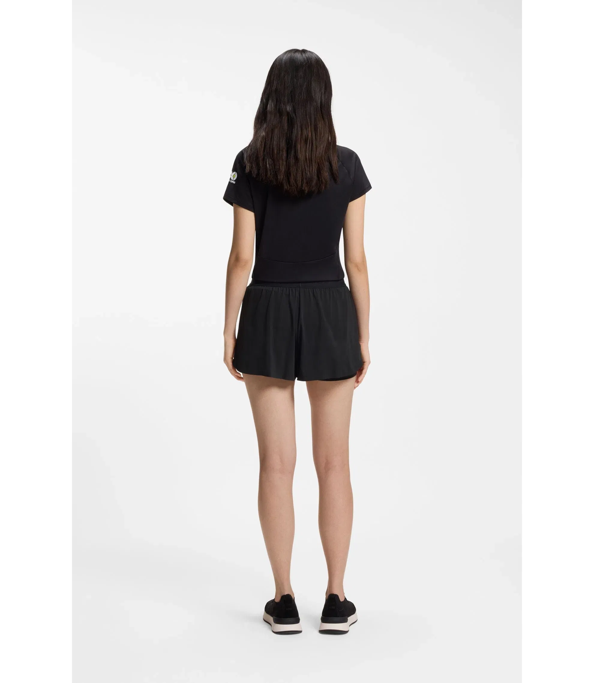 Boss Stretch Jersey Shorts With Contrast Logo Black Women's