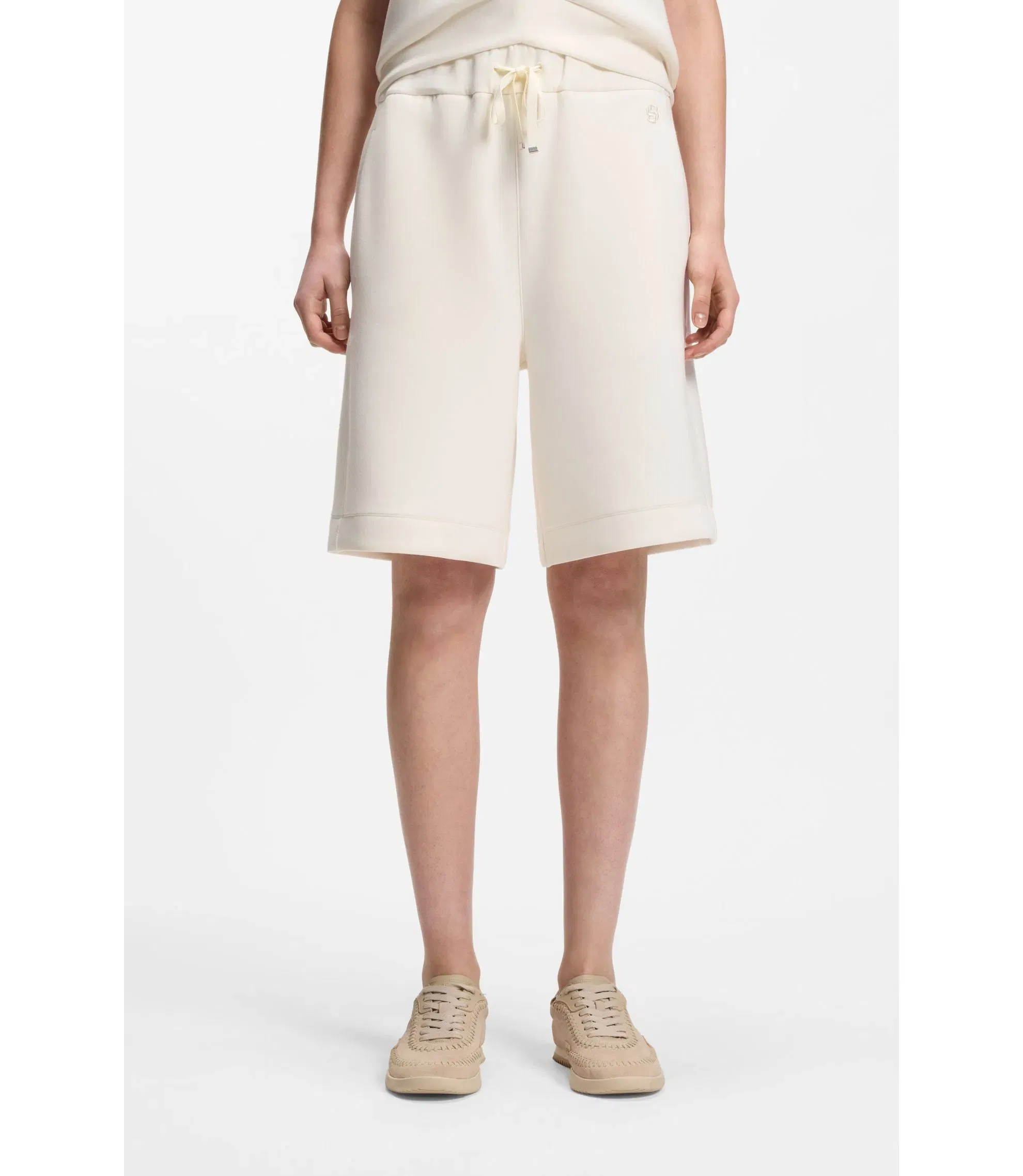 Boss Stretch Jersey Shorts In A Relaxed Fit White Women's