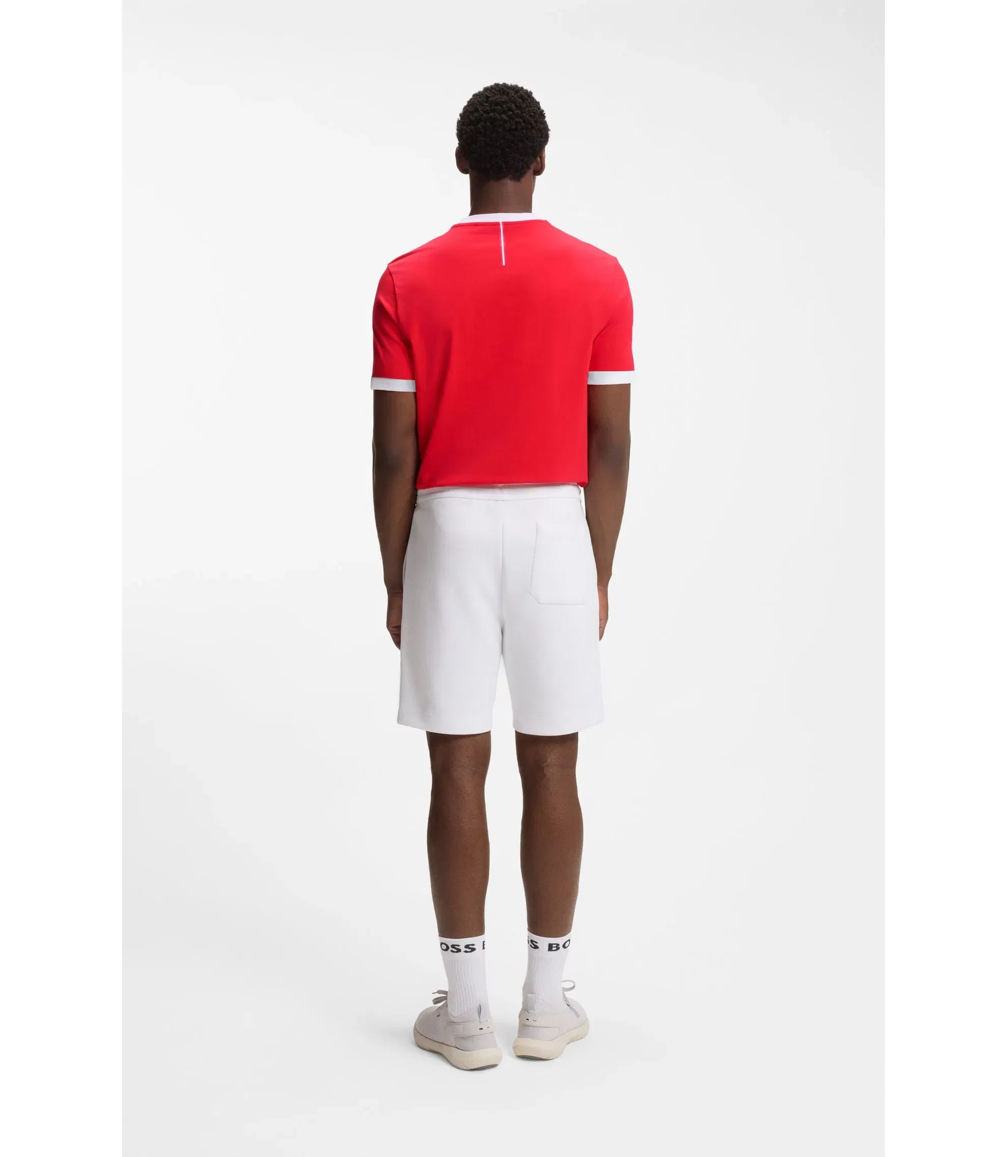 Boss Stretch Cotton T-Shirt With Country Flag And Logo Canada Red