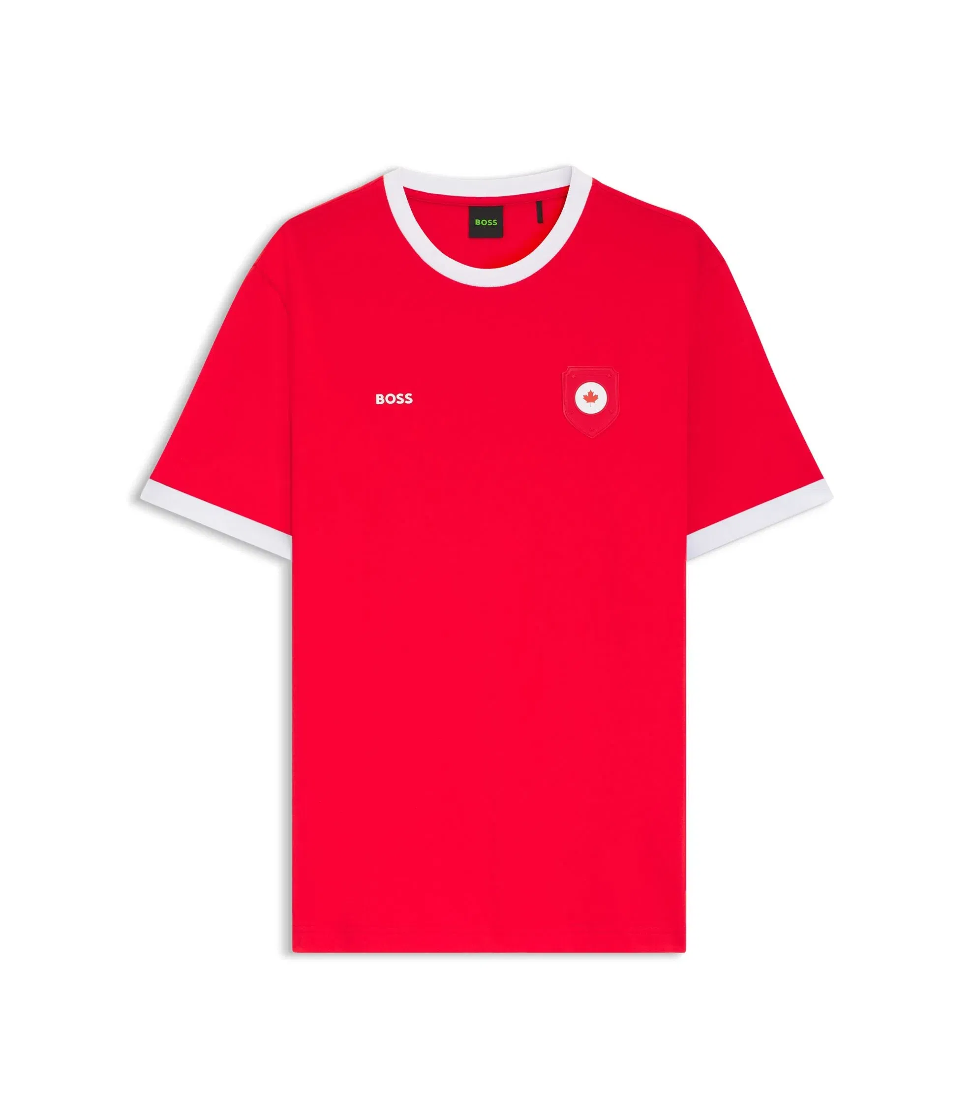 Boss Stretch Cotton T-Shirt With Country Flag And Logo Canada Red