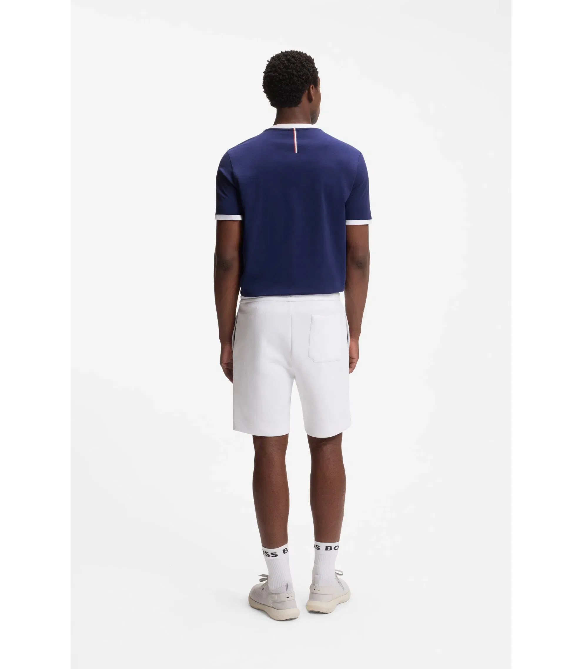 Boss Stretch Cotton T-Shirt With Country Flag And Logo Usa Blue