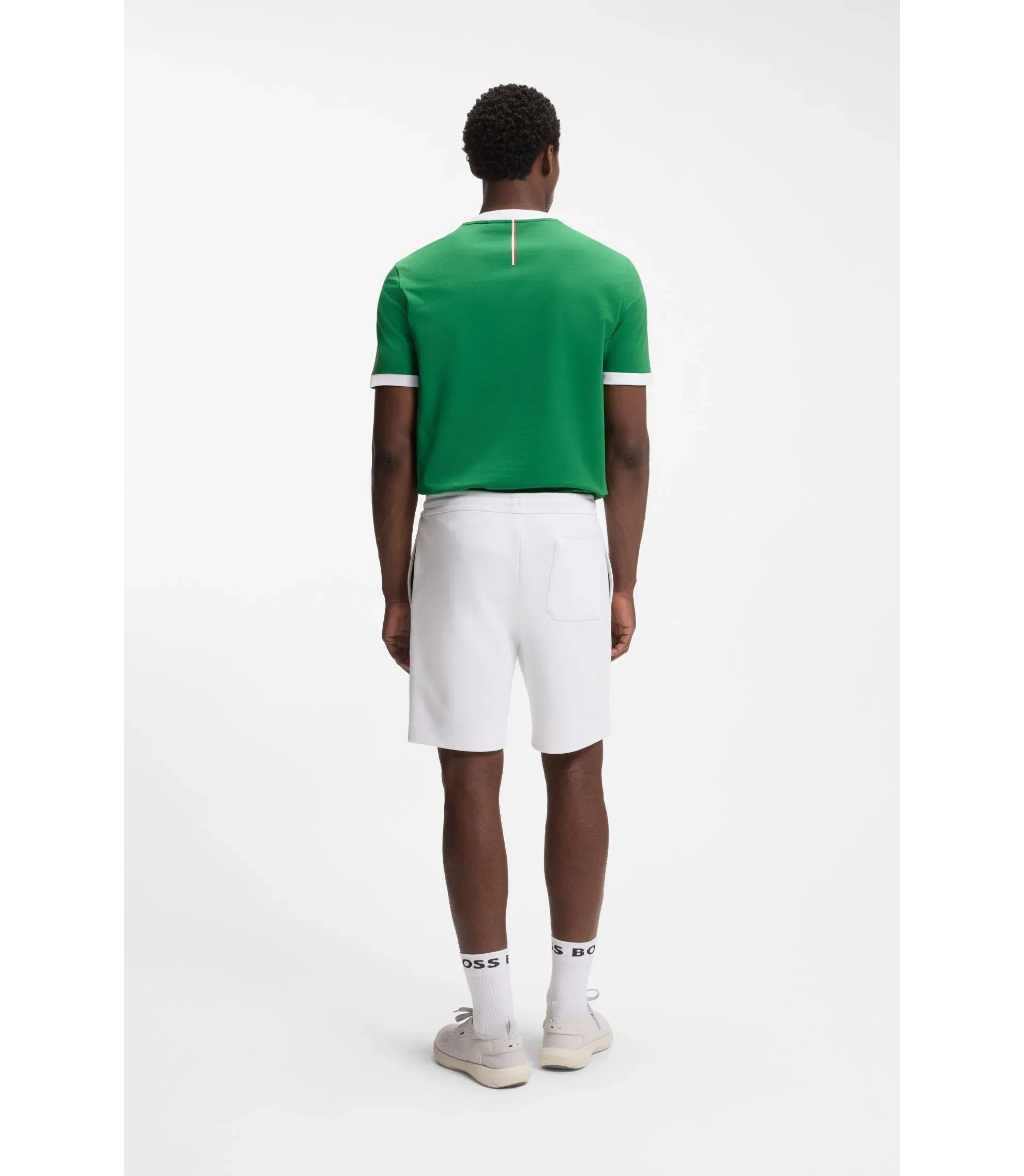 Boss Stretch Cotton T-Shirt With Country Flag And Logo Mexico Green