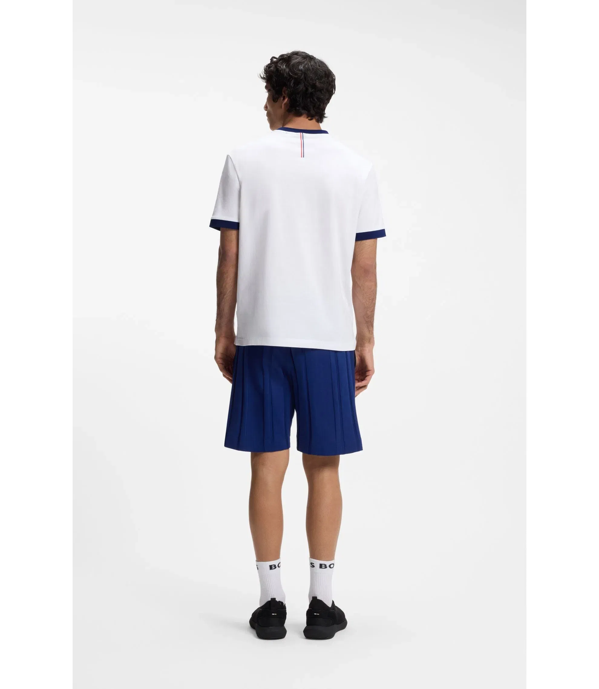 Boss Stretch Cotton T-Shirt With Country Flag And Logo Usa White