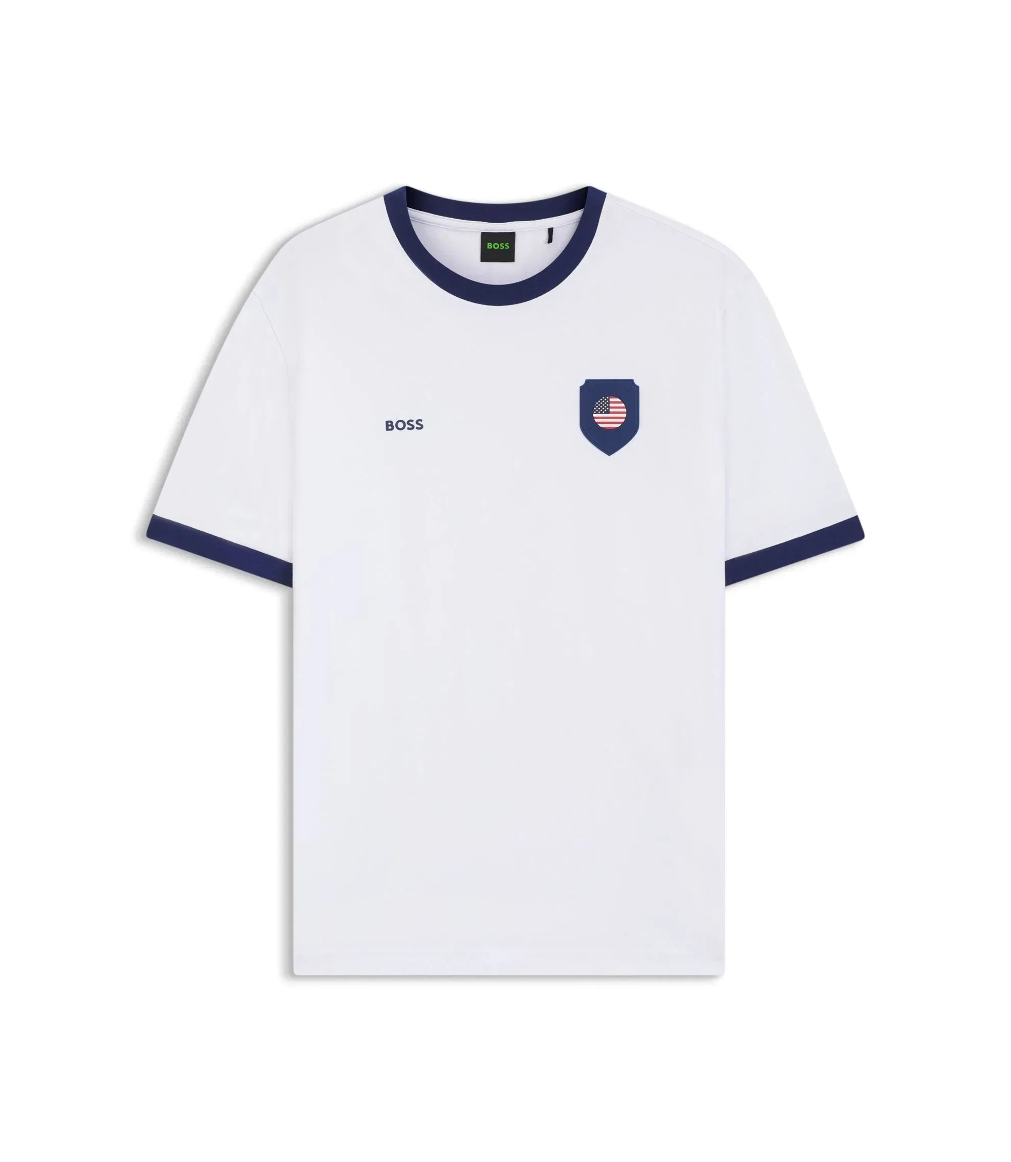 Boss Stretch Cotton T-Shirt With Country Flag And Logo Usa White