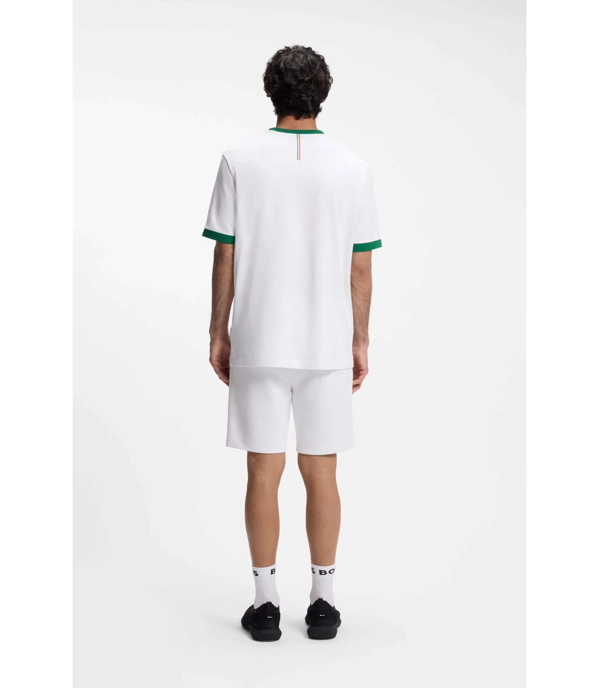 Boss Stretch Cotton T-Shirt With Country Flag And Logo Mexico White