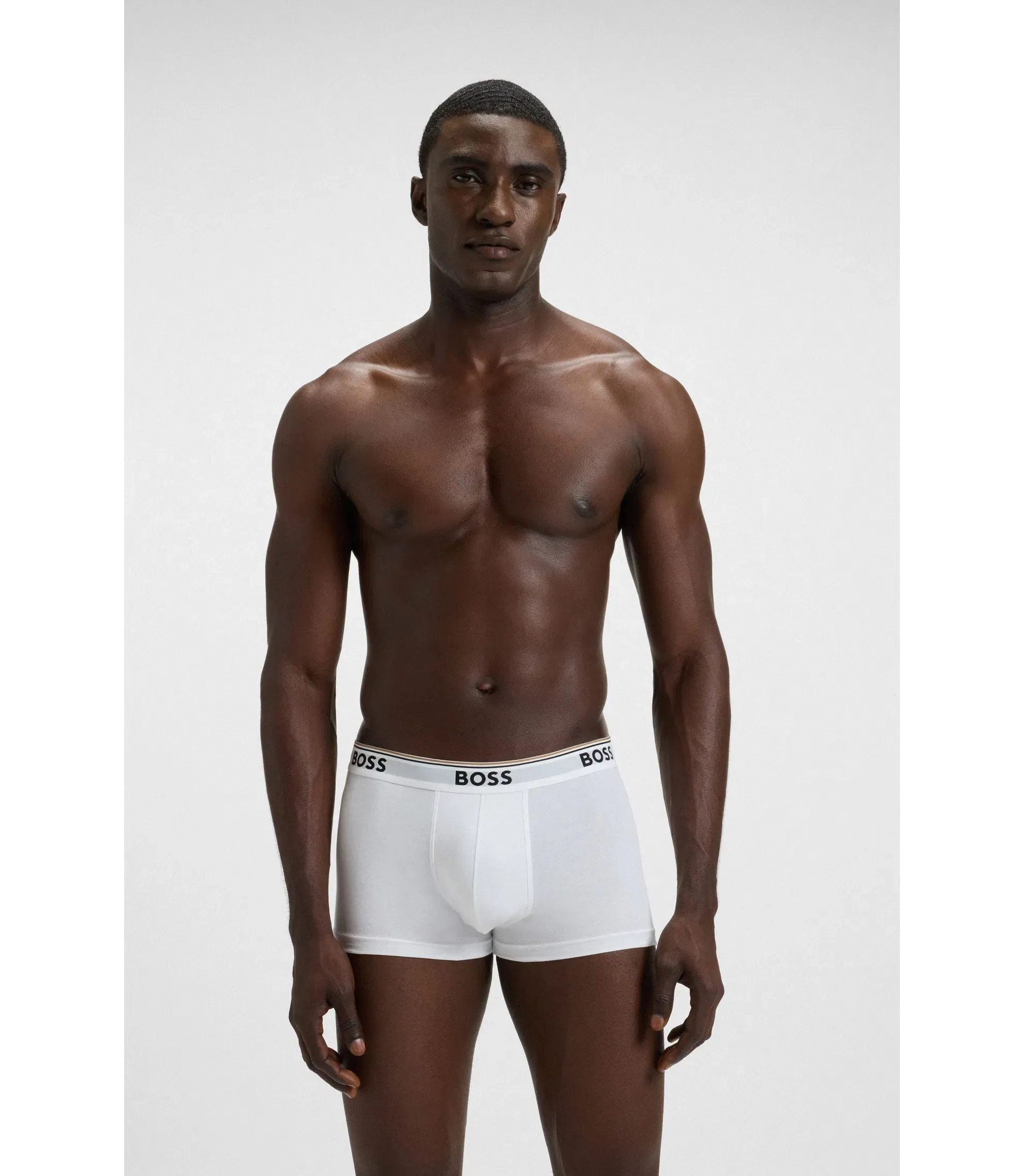Boss Stretch Cotton Trunks With Repeating Logos White