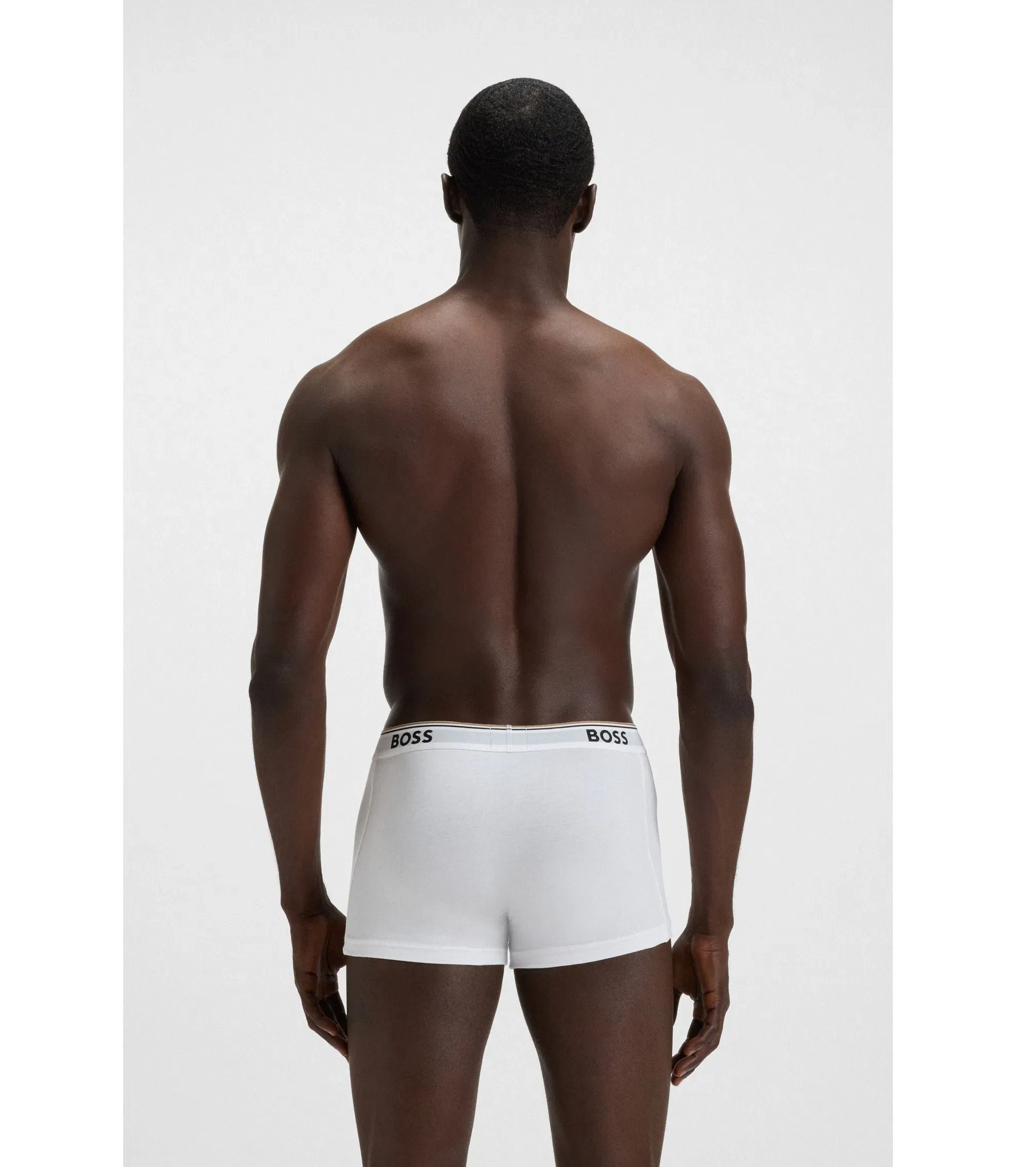Boss Stretch Cotton Trunks With Repeating Logos White