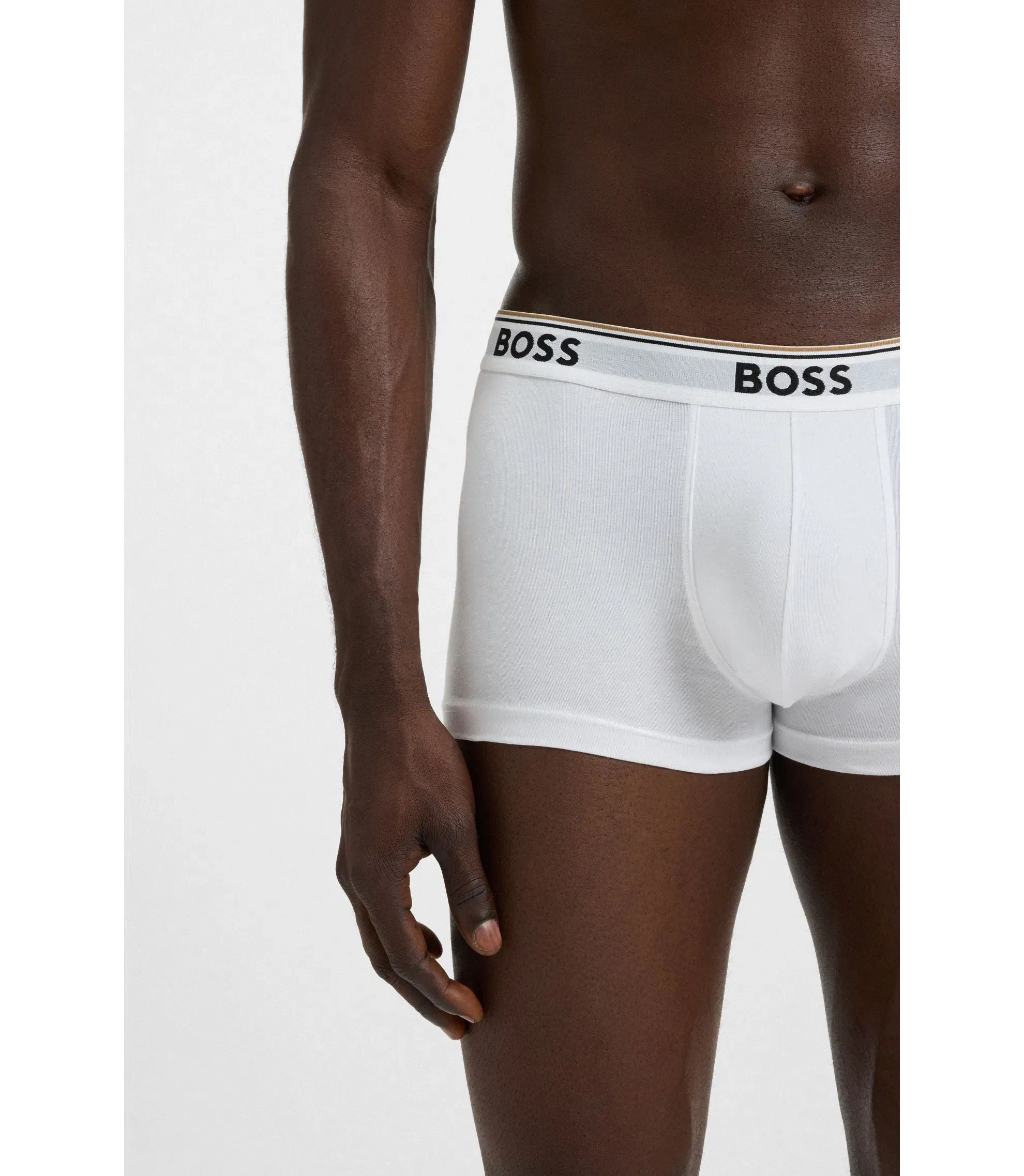 Boss Stretch Cotton Trunks With Repeating Logos White