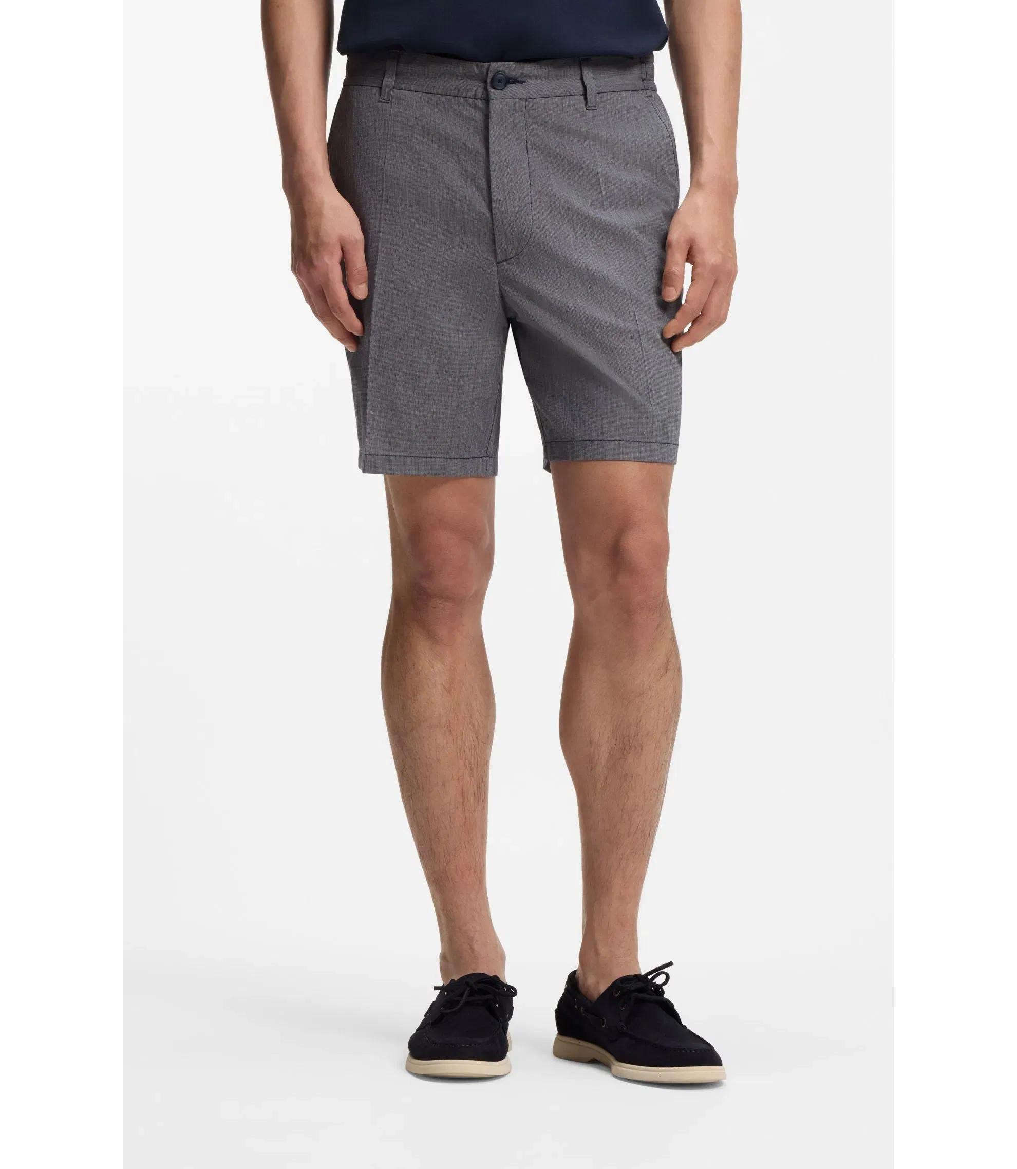Boss Stretch Cotton Shorts In A Modern Fit Dark Blue