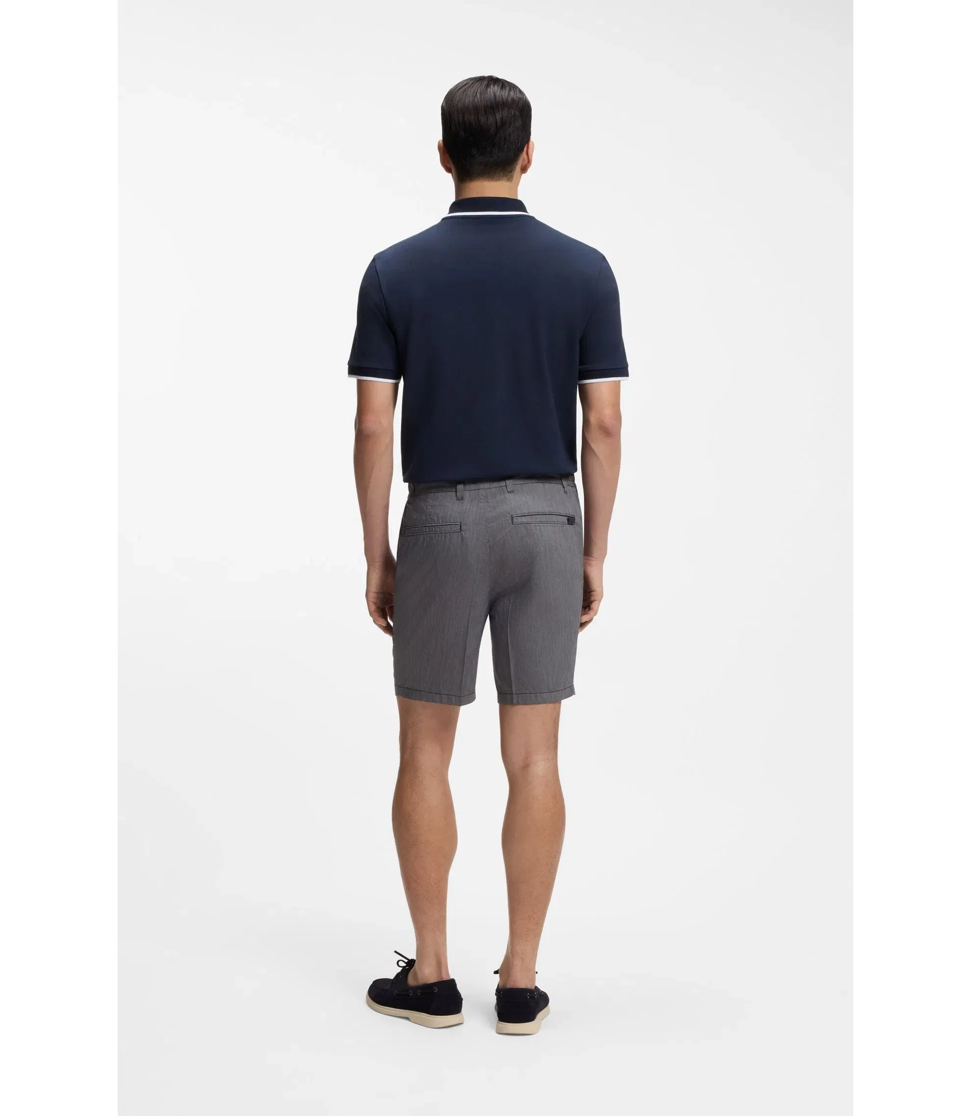 Boss Stretch Cotton Shorts In A Modern Fit Dark Blue