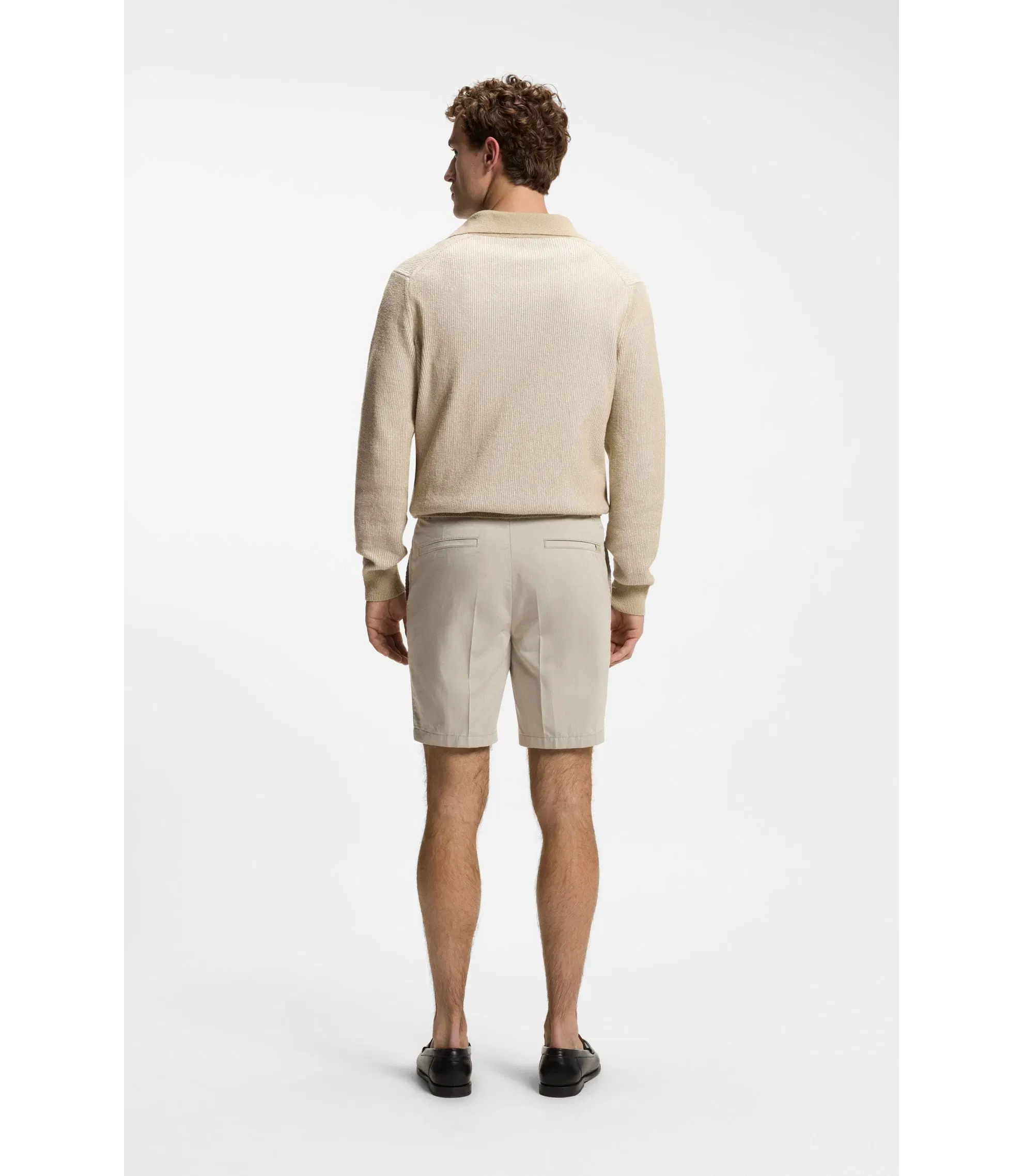 Boss Stretch Cotton Shorts In A Modern Fit Light Beige