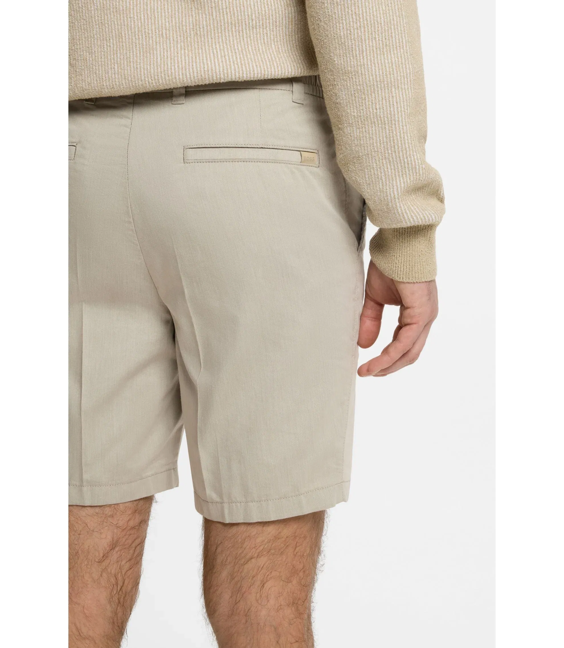 Boss Stretch Cotton Shorts In A Modern Fit Light Beige