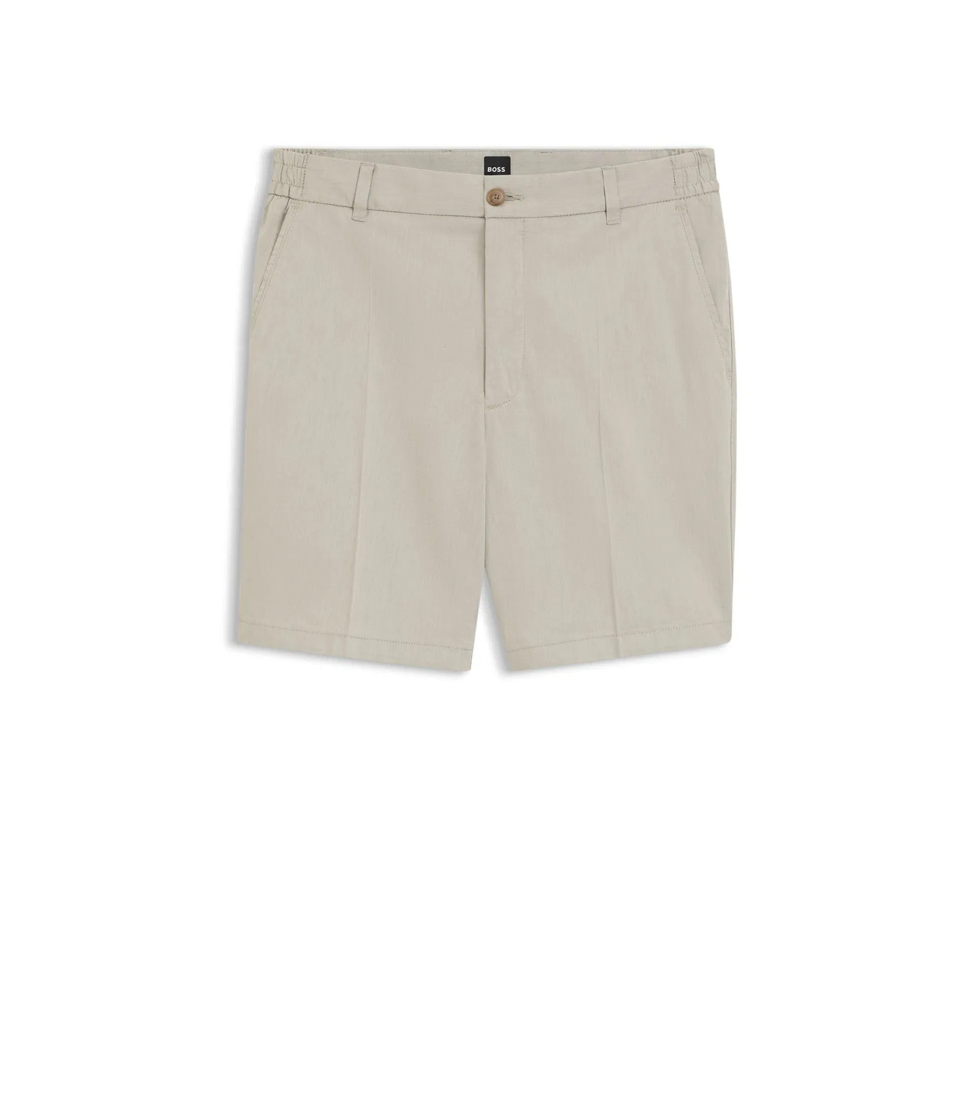Boss Stretch Cotton Shorts In A Modern Fit Light Beige