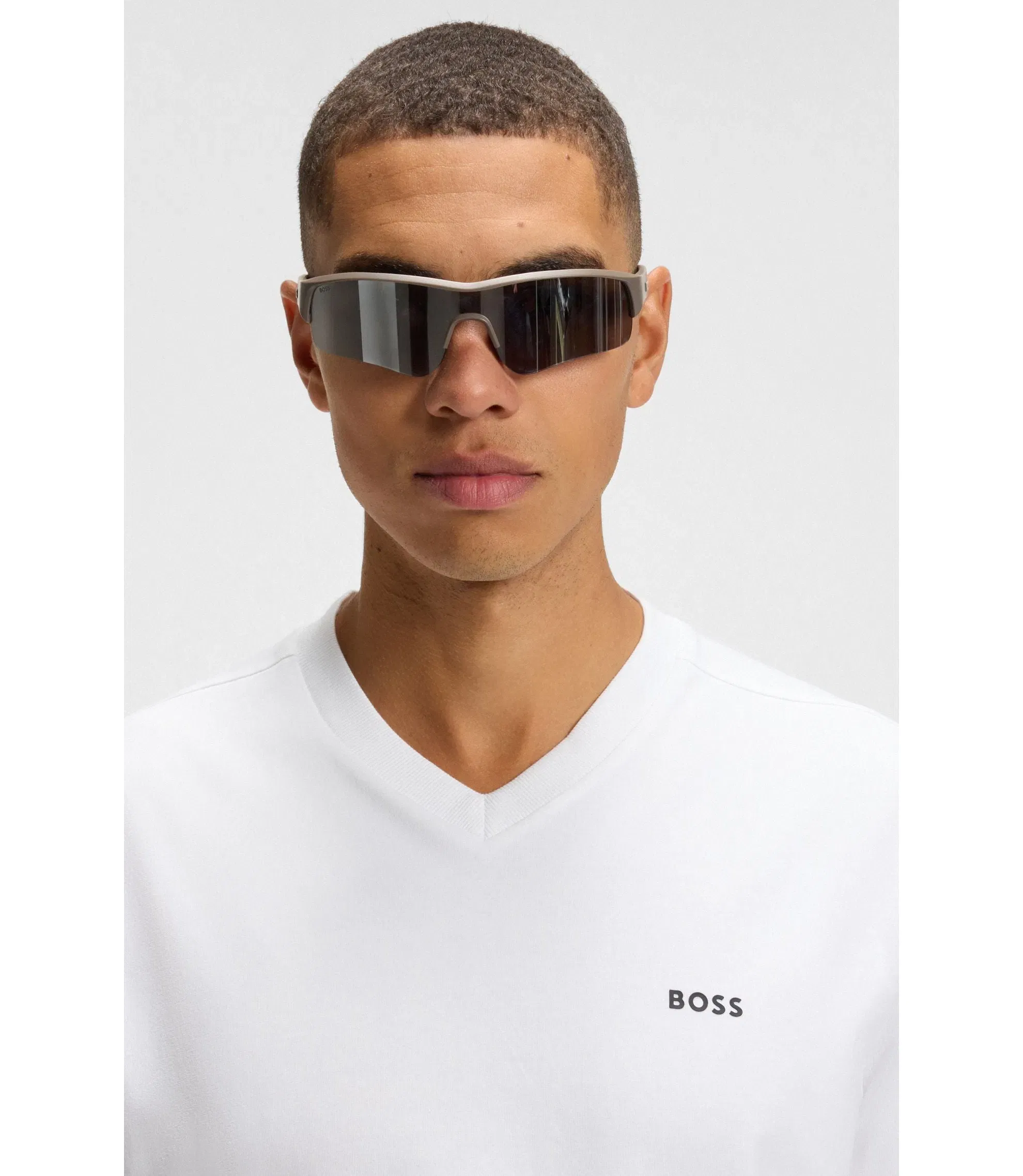 Boss Stretch Cotton Regular Fit T-Shirt With Contrast Logo White