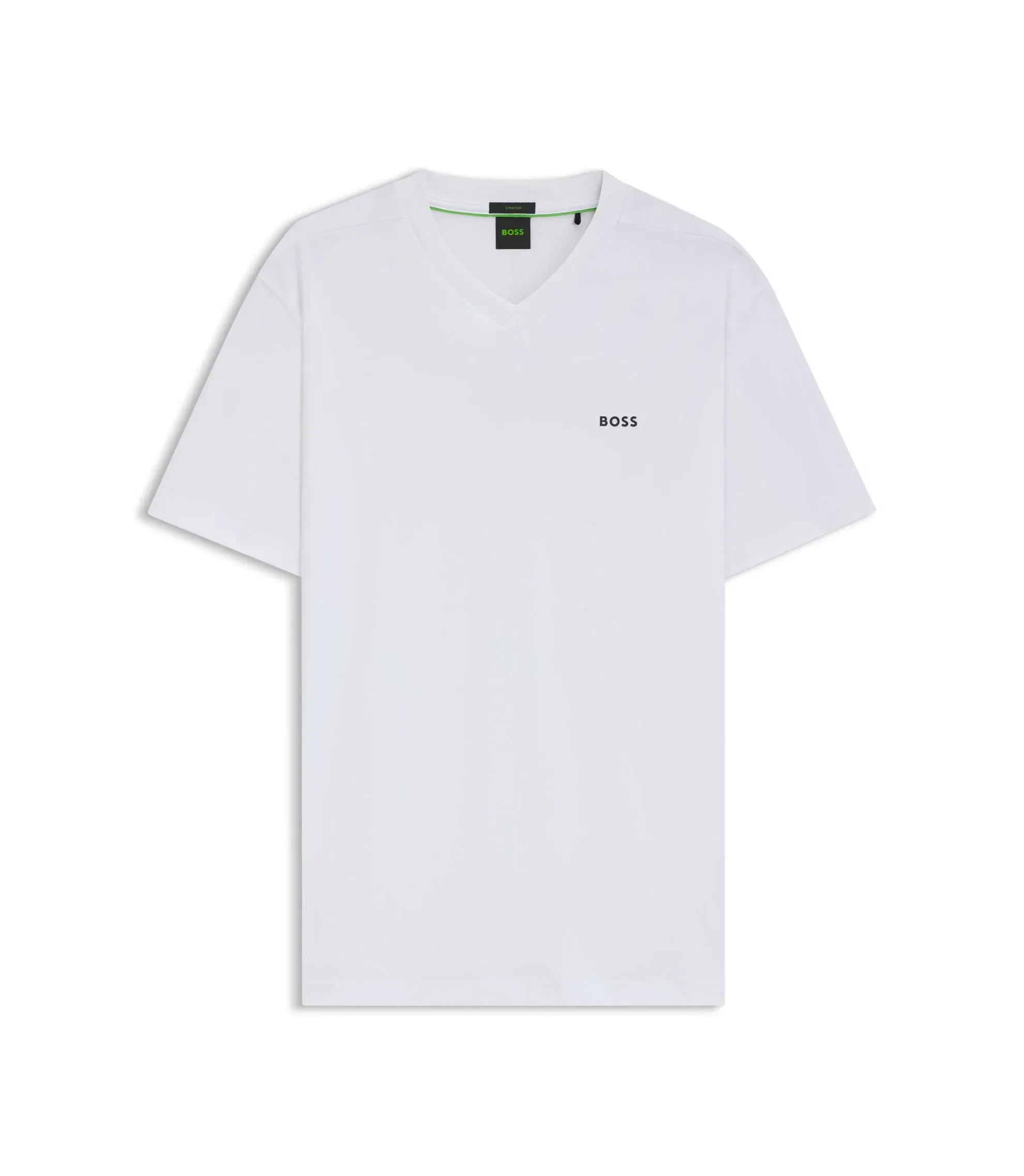 Boss Stretch Cotton Regular Fit T-Shirt With Contrast Logo White