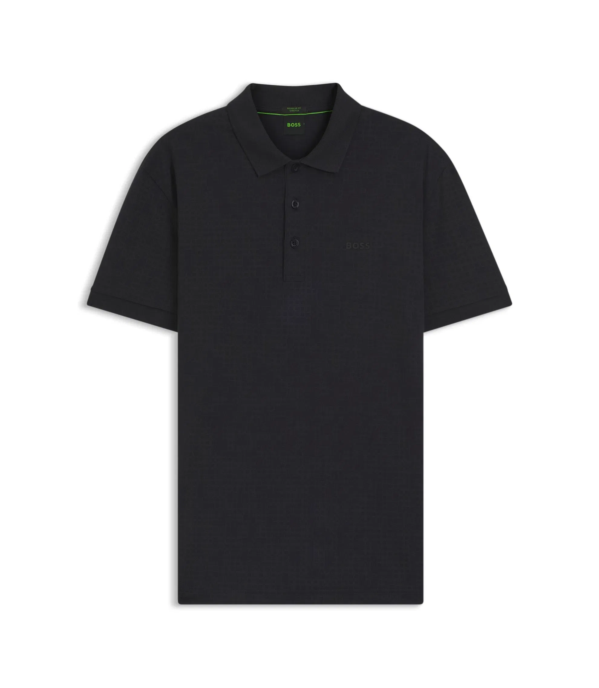 Boss Stretch Cotton Polo Shirt With All Over Print Dark Blue