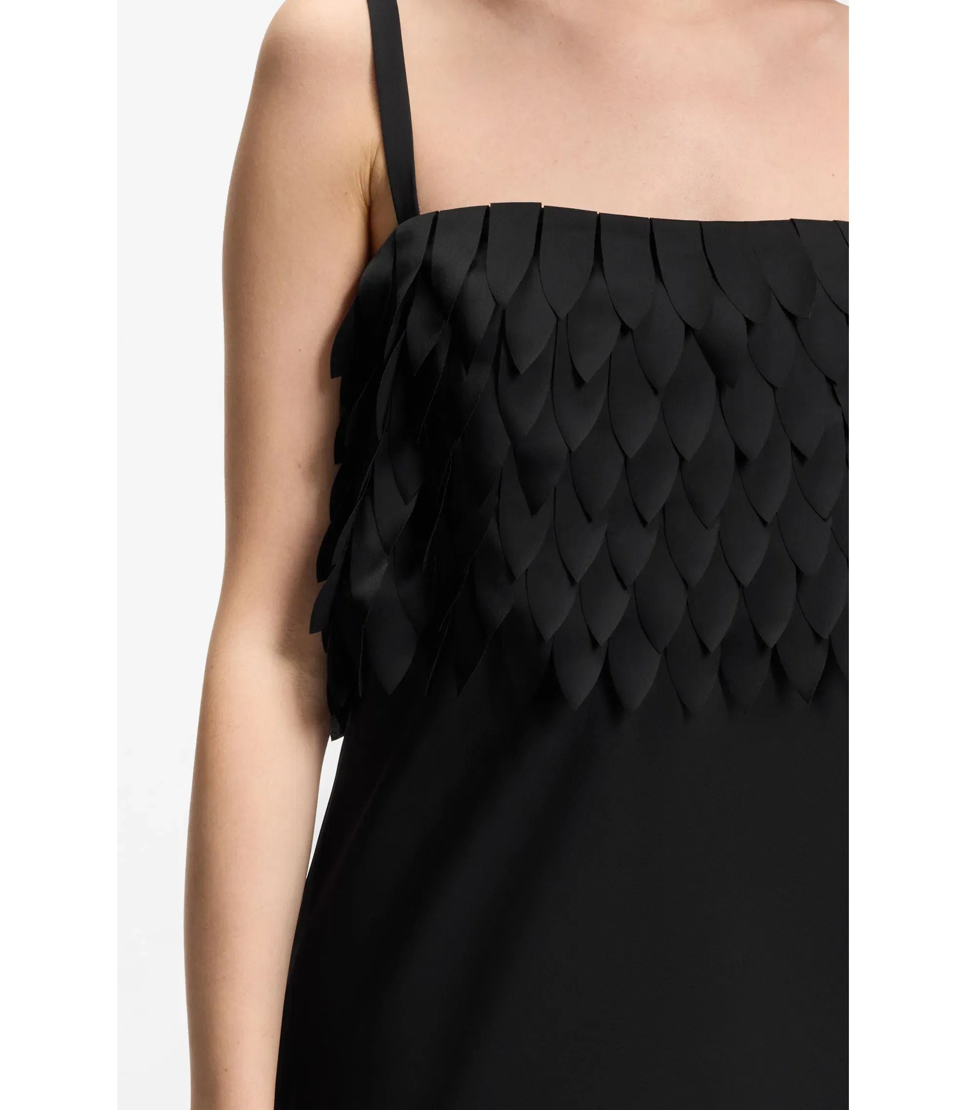 Boss Strappy Dress With Laser Cut Shapes Black Women's