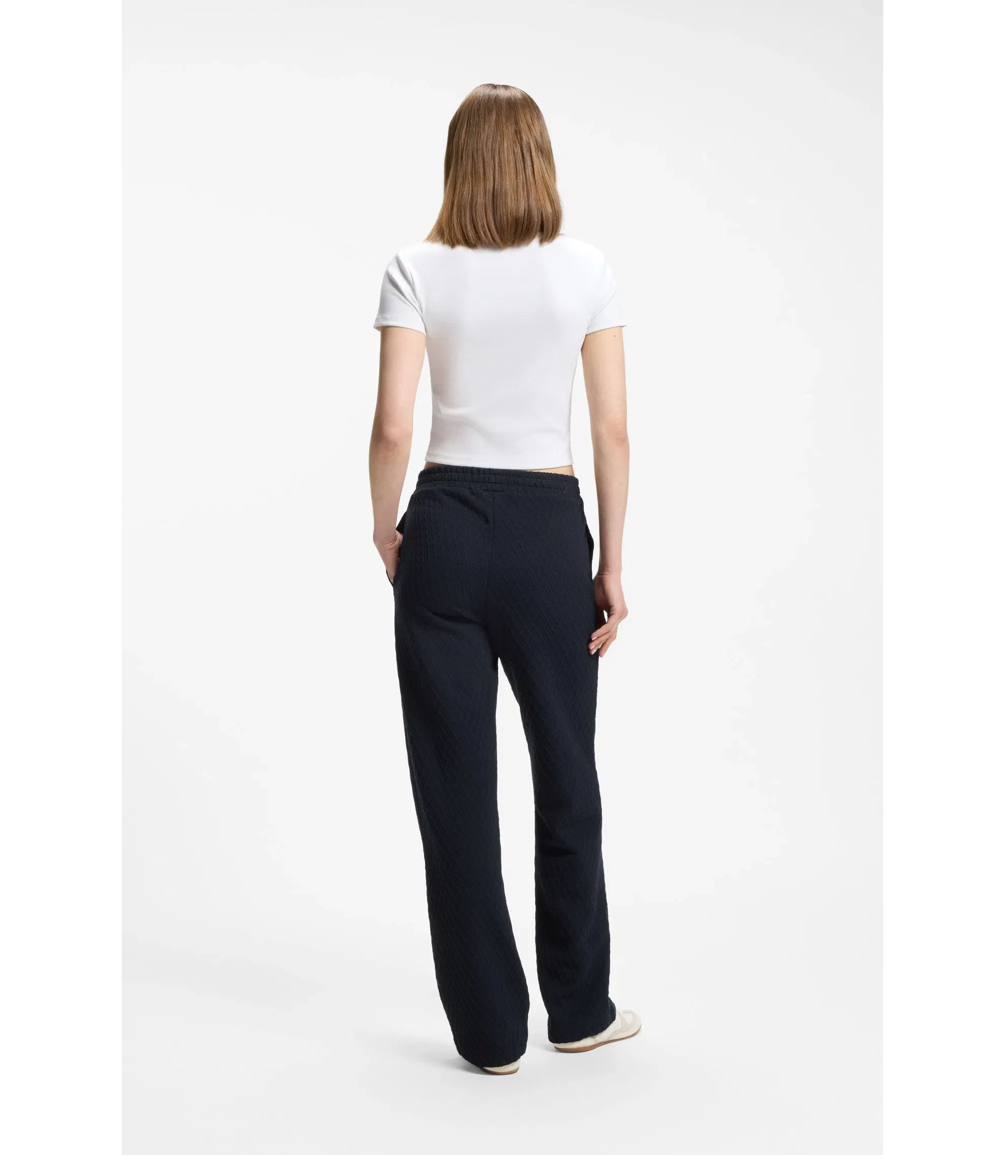 Hugo Straight Fit Track Pants In Diamond Jacquard Blue Women's