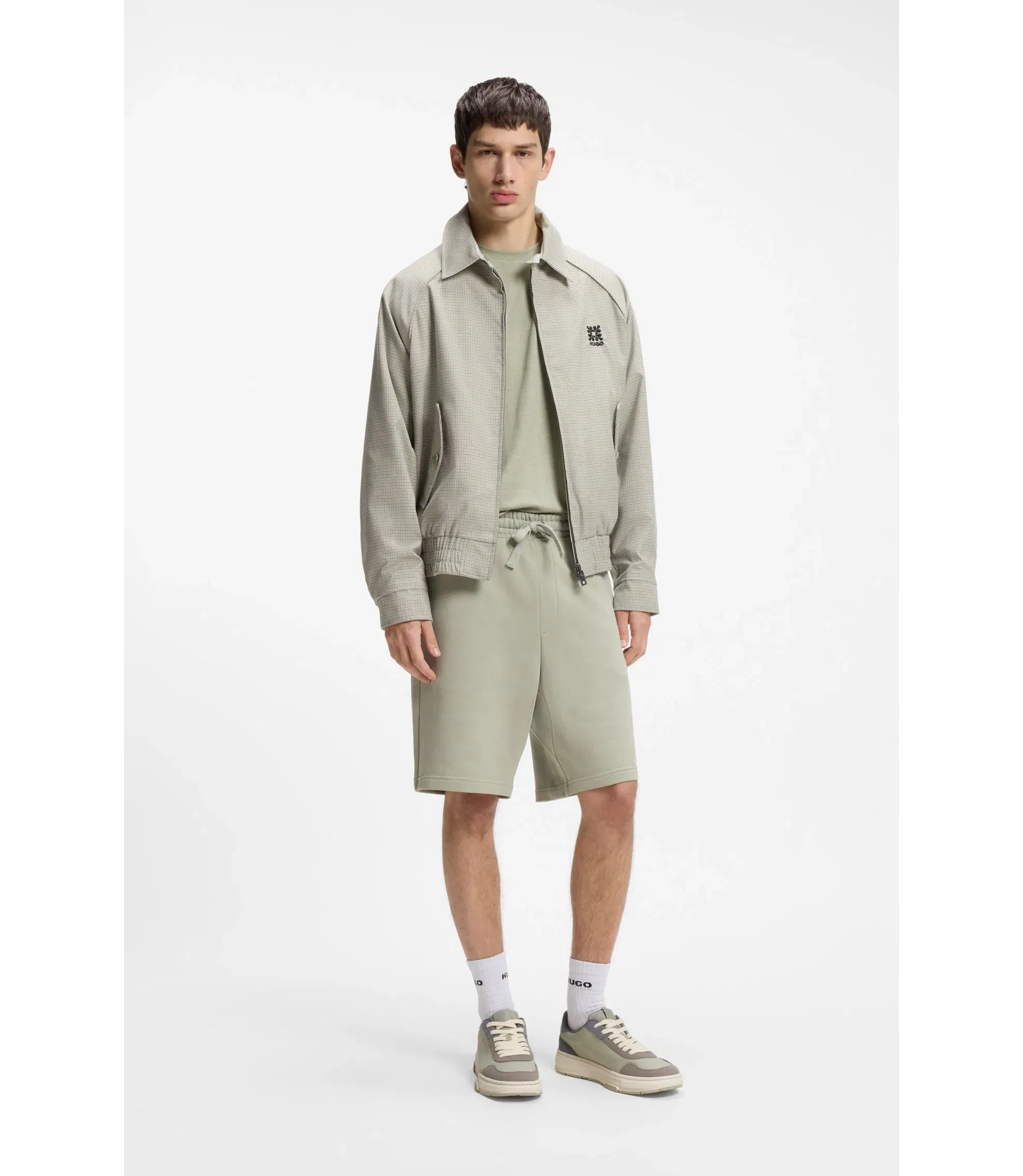 Hugo Slub Interlock T-Shirt In A Slim Fit Light Green