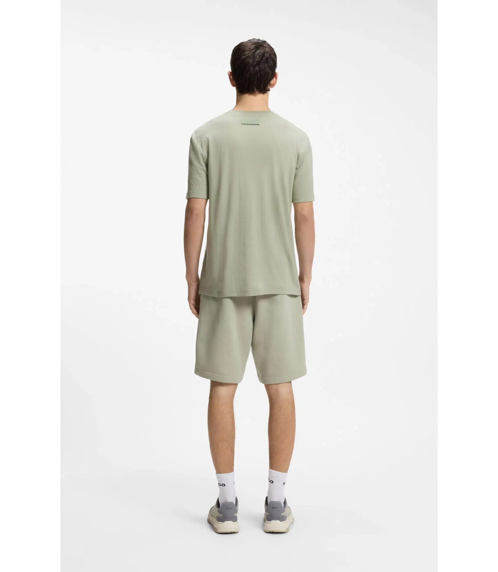 Hugo Slub Interlock T-Shirt In A Slim Fit Light Green