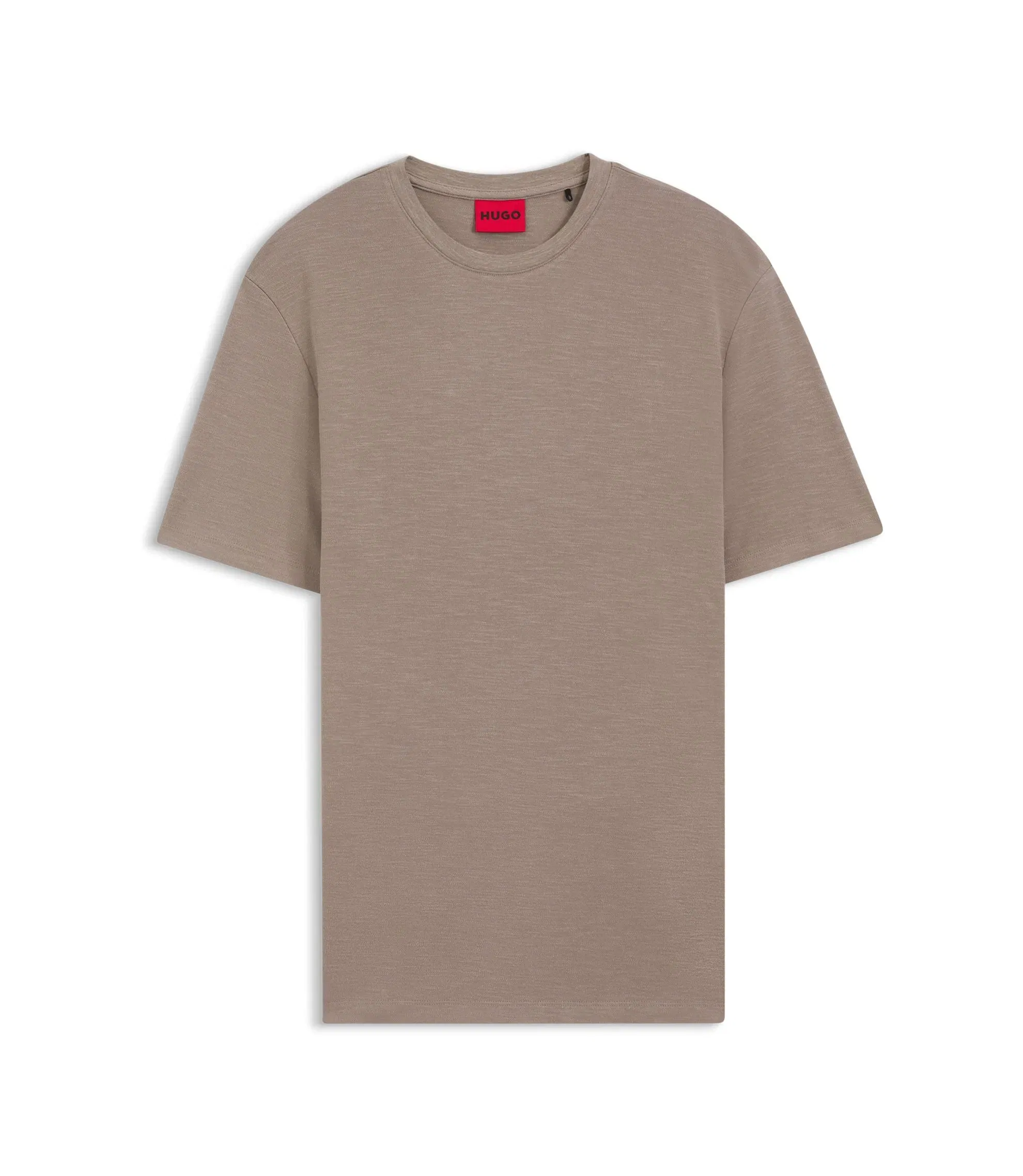 Hugo Slub Interlock T-Shirt In A Slim Fit Light Brown