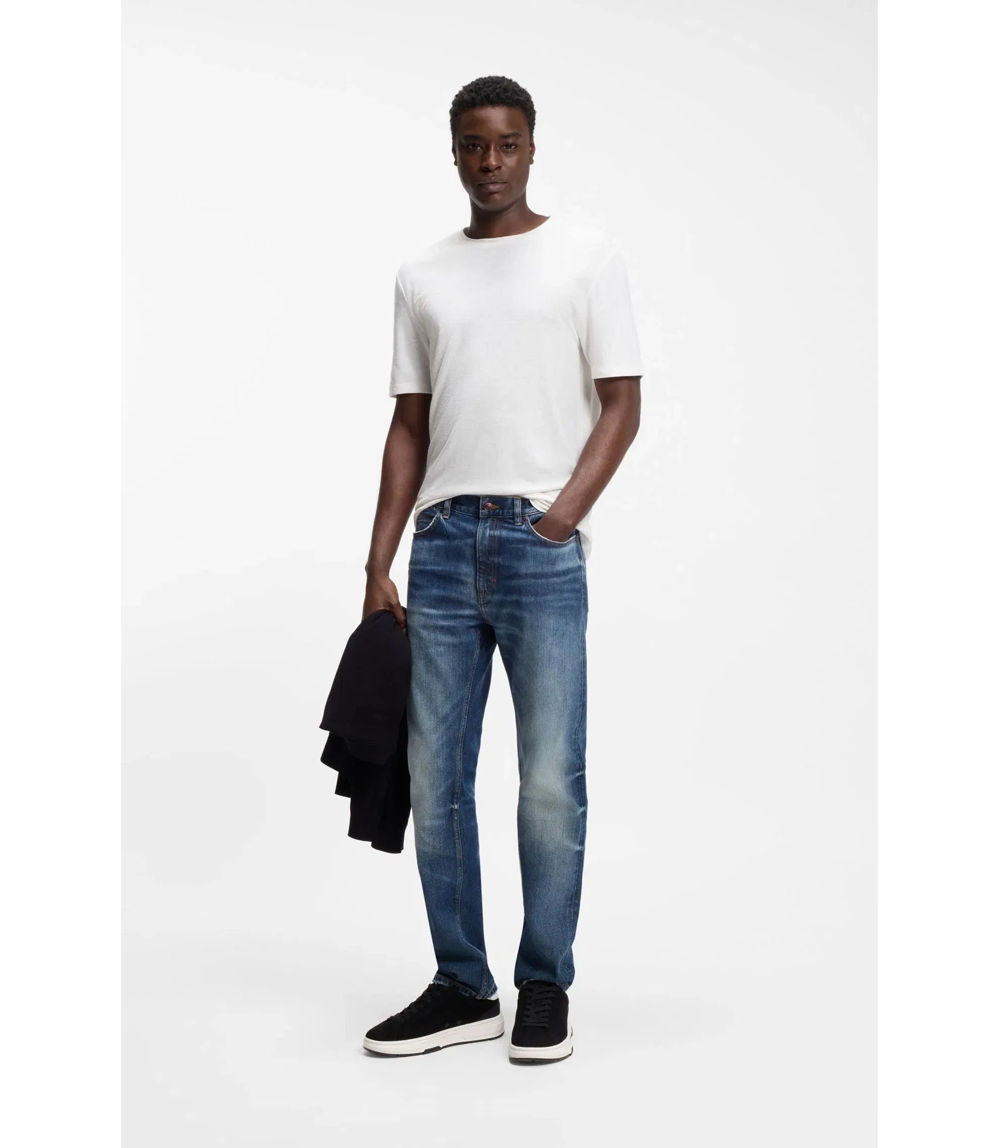 Hugo Slub Interlock T-Shirt In A Slim Fit White