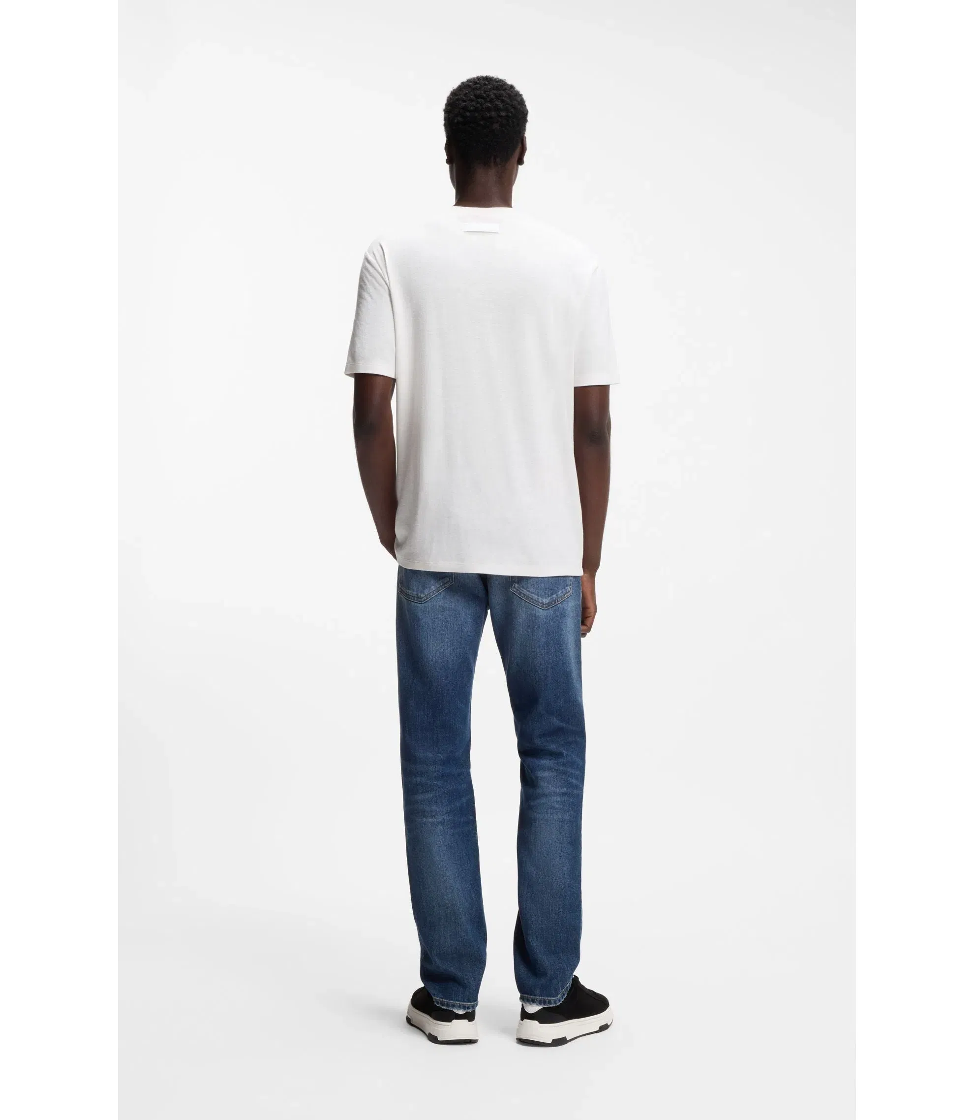 Hugo Slub Interlock T-Shirt In A Slim Fit White
