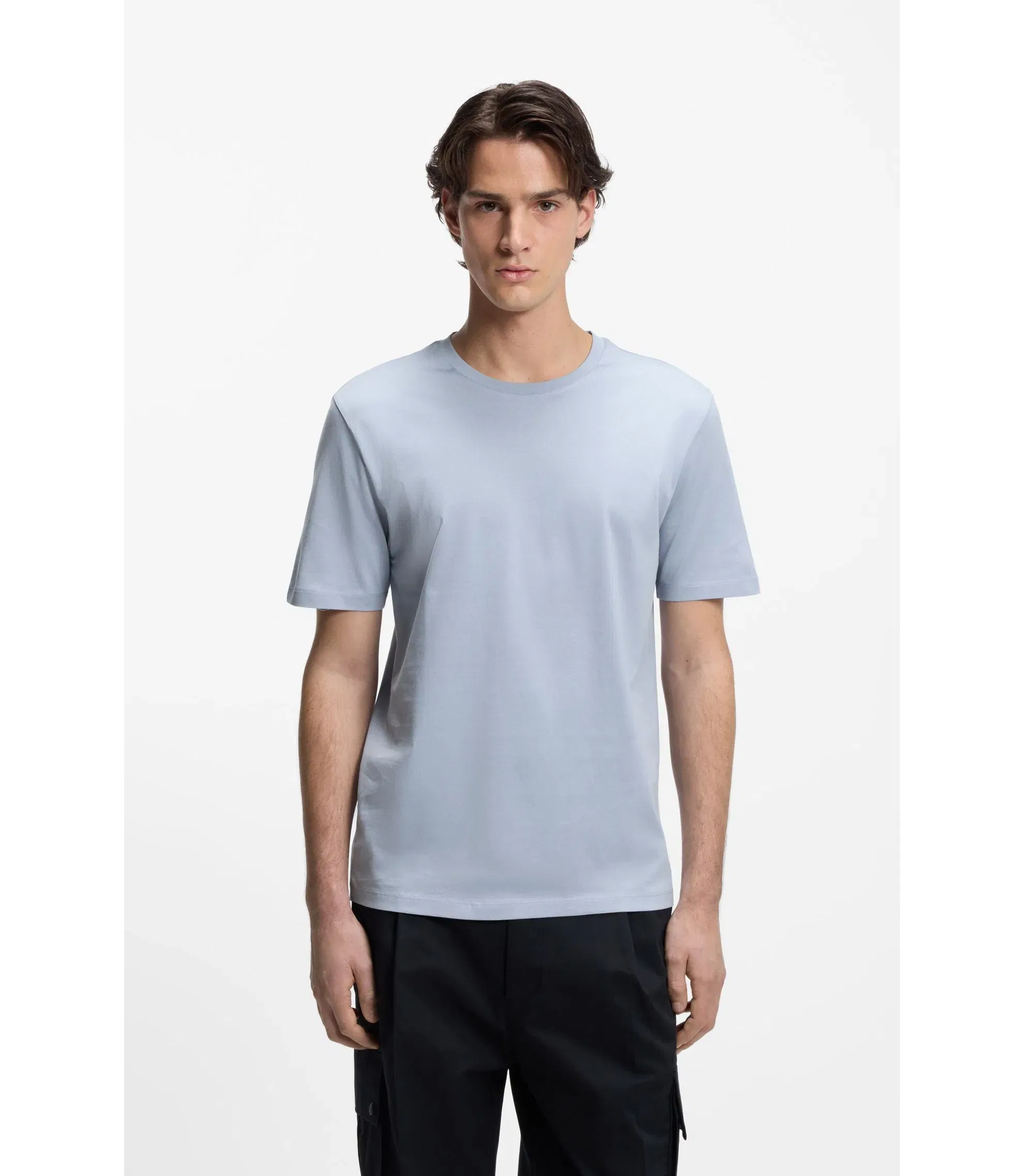 Hugo Slim Fit T-Shirt With Mercerised Cotton Purple