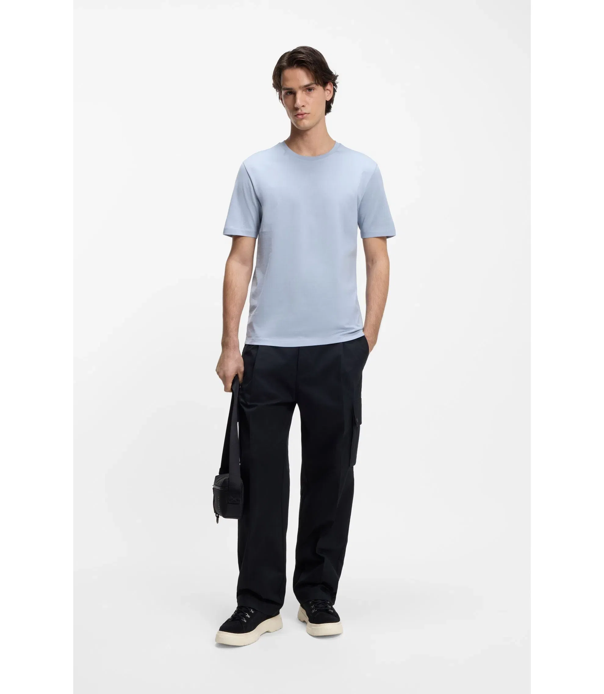 Hugo Slim Fit T-Shirt With Mercerised Cotton Purple