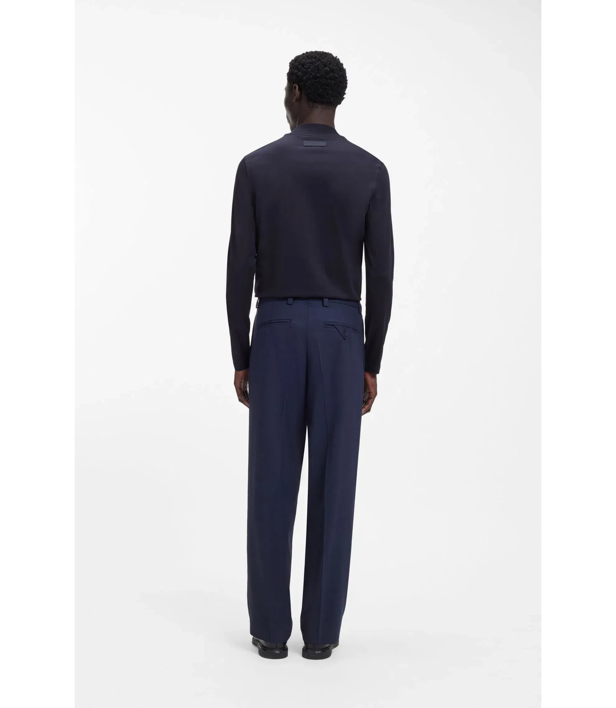 Hugo Slim Fit T-Shirt In Mercerised Cotton Dark Blue