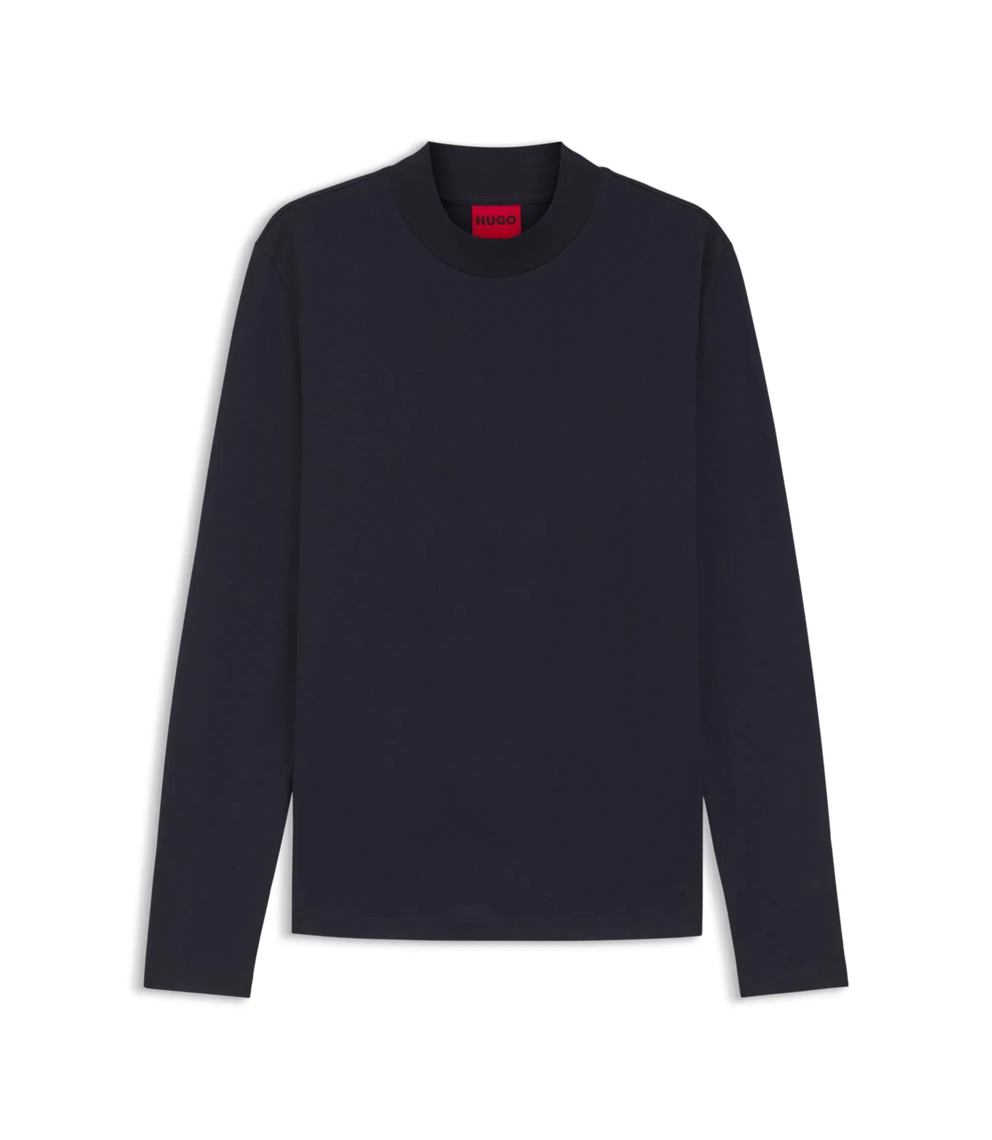 Hugo Slim Fit T-Shirt In Mercerised Cotton Dark Blue