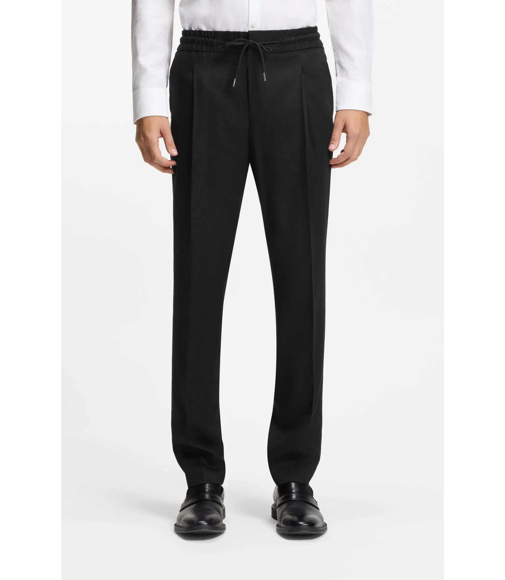 Hugo Slim Fit Trousers In Twill Fabric Black