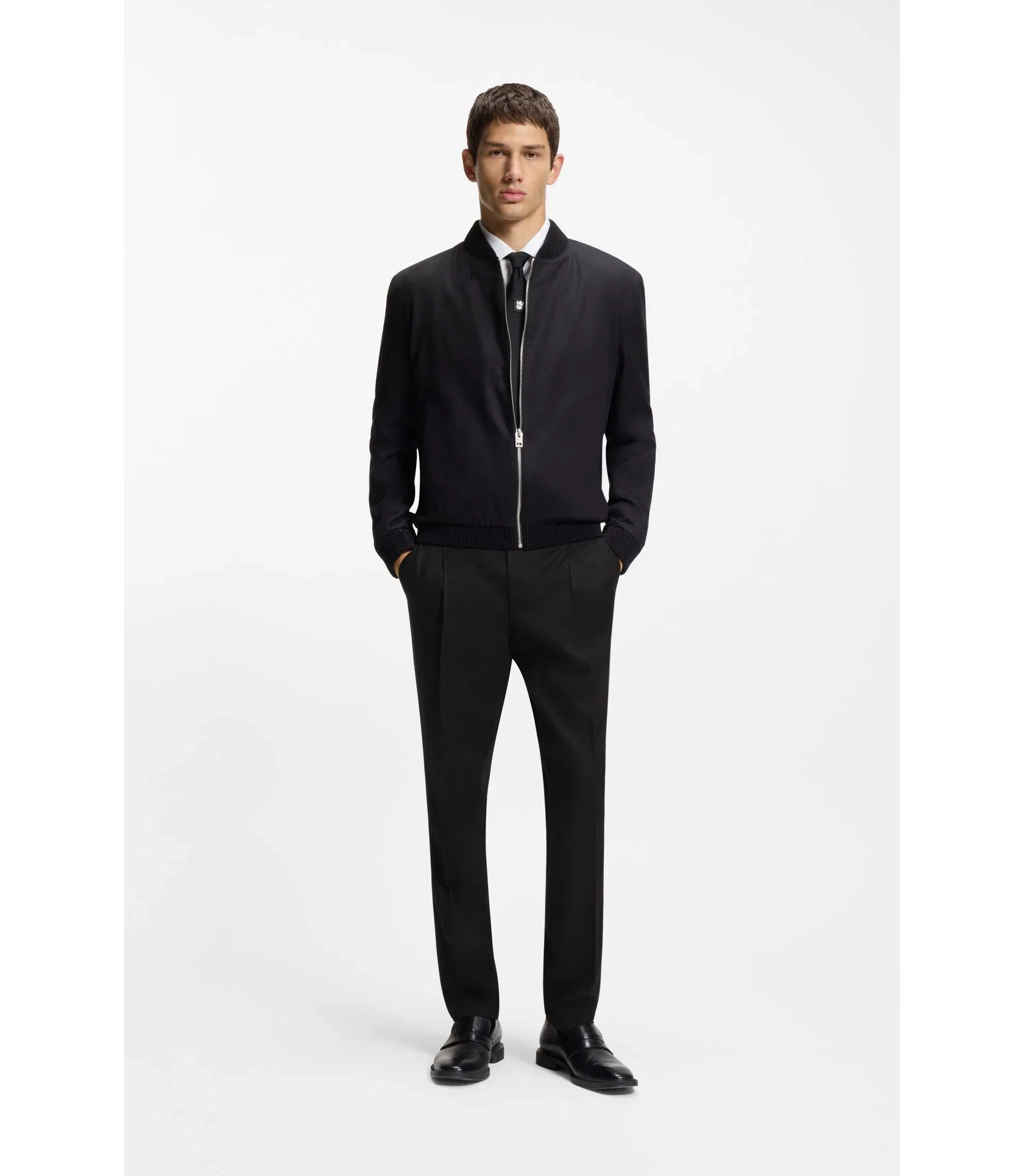 Hugo Slim Fit Trousers In Twill Fabric Black