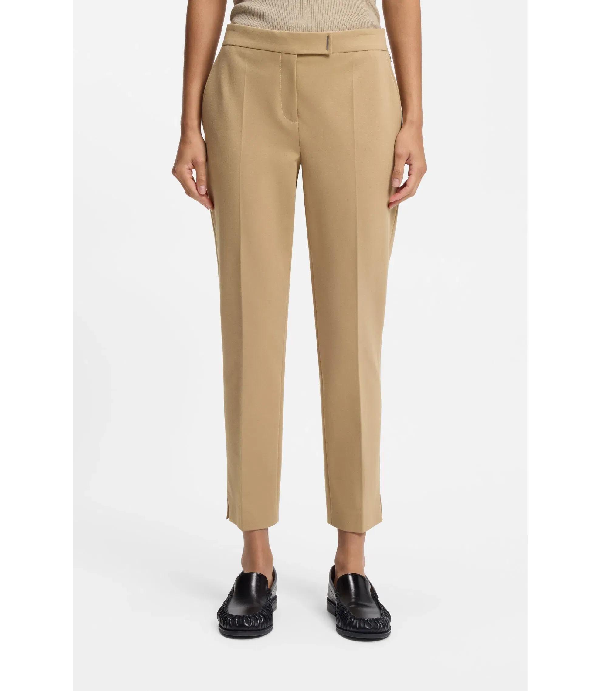 Boss Slim Fit Trousers In Stretch Jersey Light Beige Women's