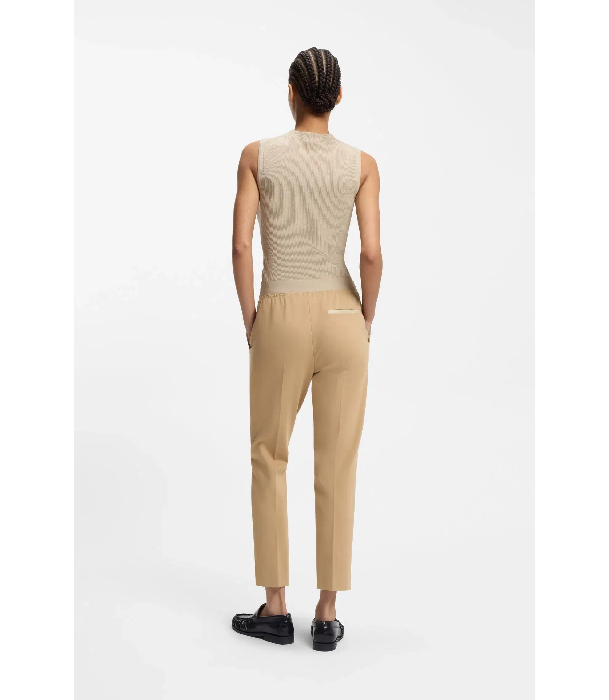 Boss Slim Fit Trousers In Stretch Jersey Light Beige Women's