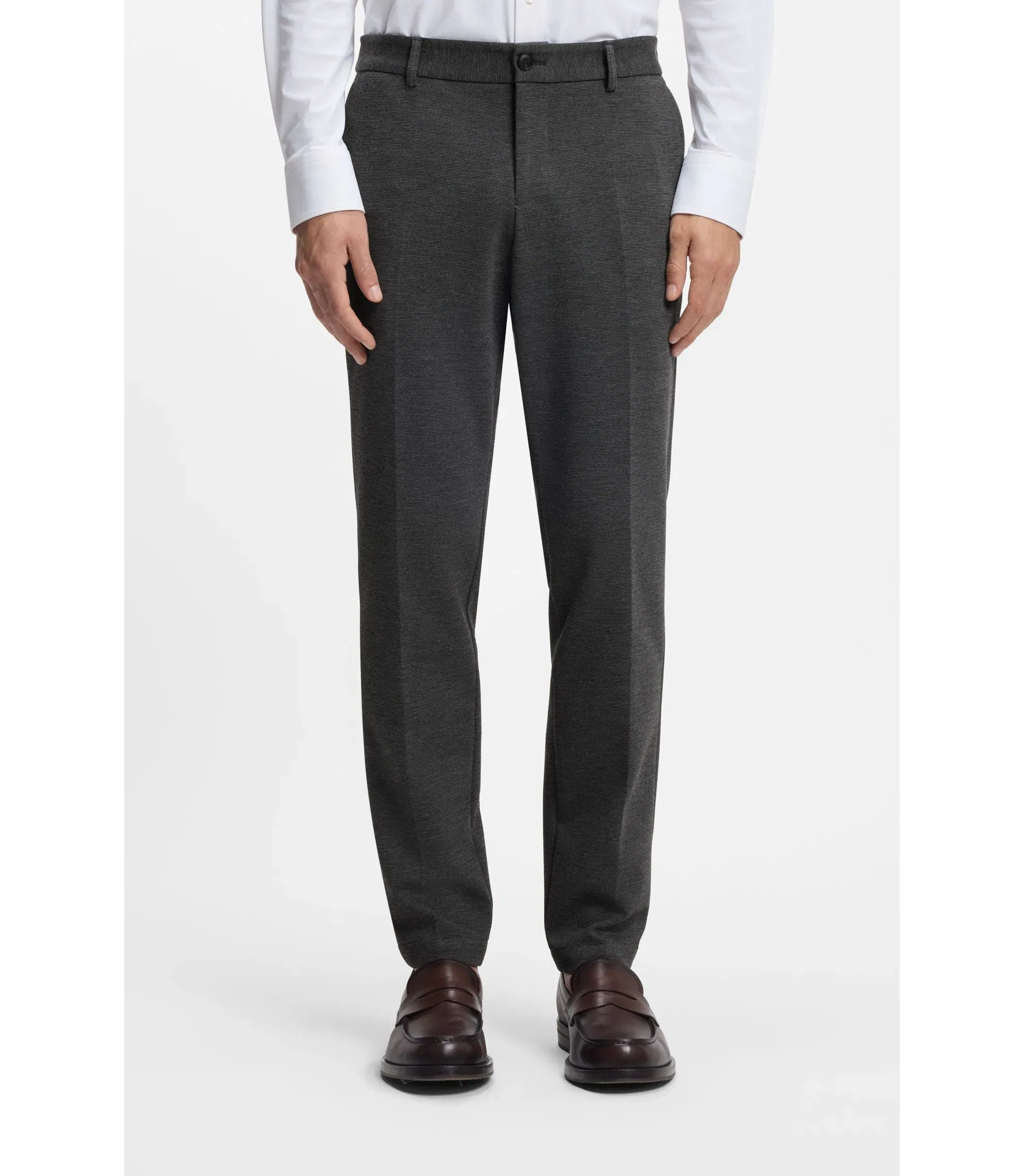 Boss Slim Fit Trousers In Performance Stretch Fabric Silver