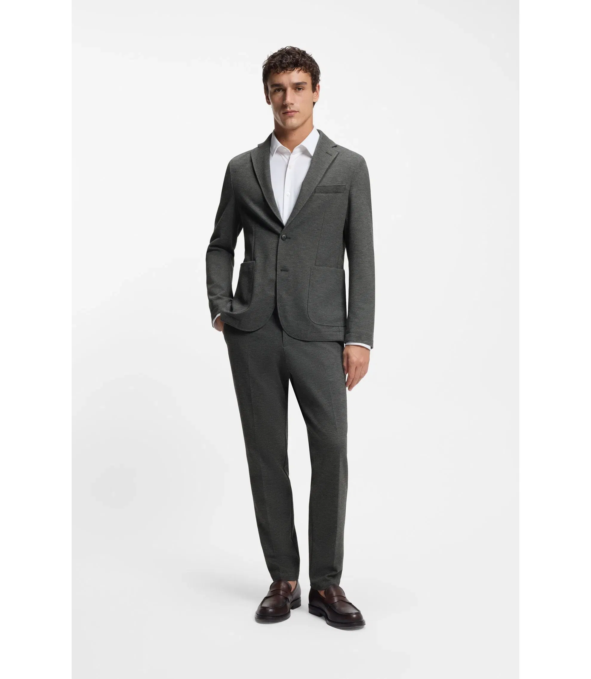 Boss Slim Fit Trousers In Performance Stretch Fabric Silver
