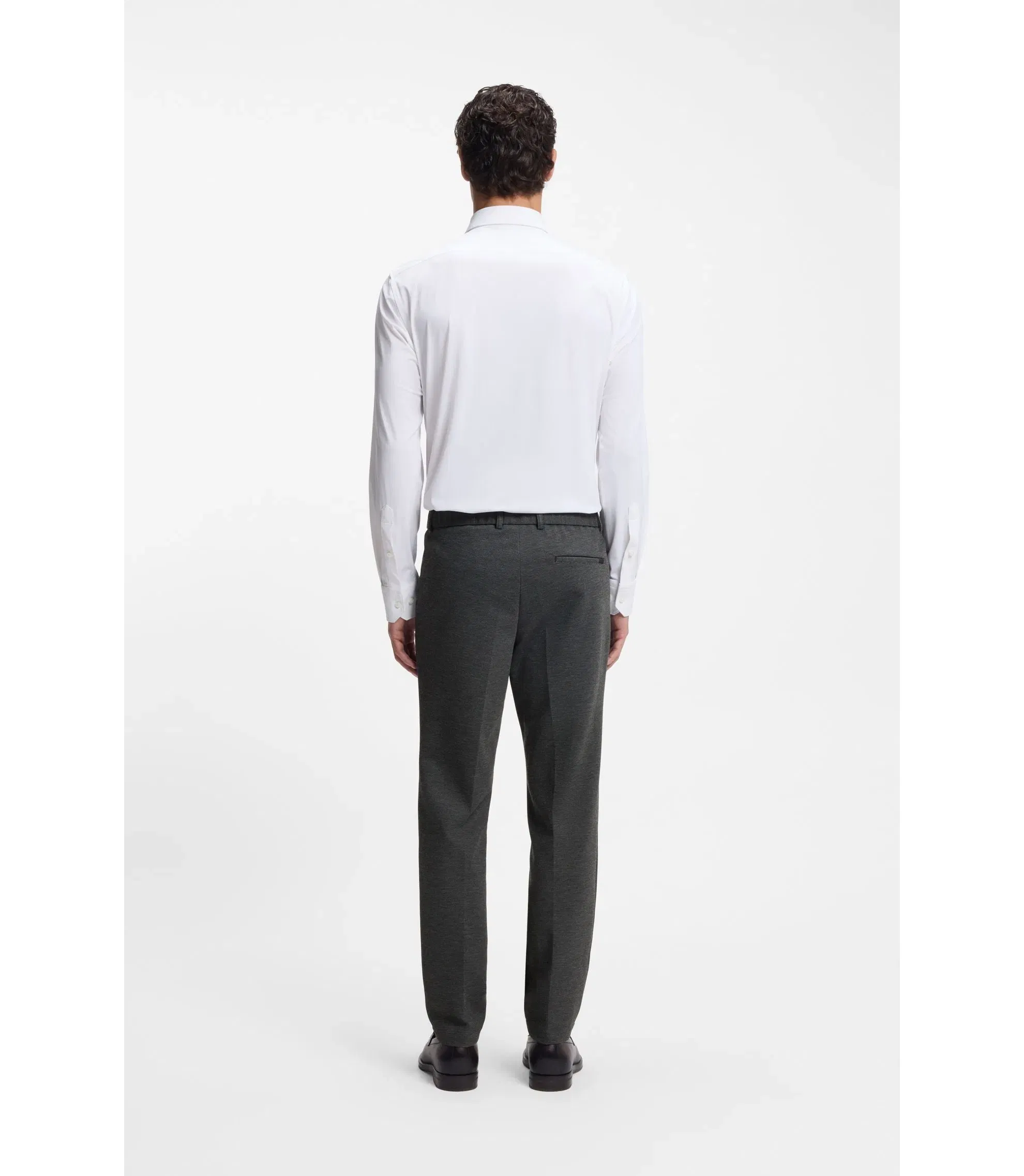 Boss Slim Fit Trousers In Performance Stretch Fabric Silver