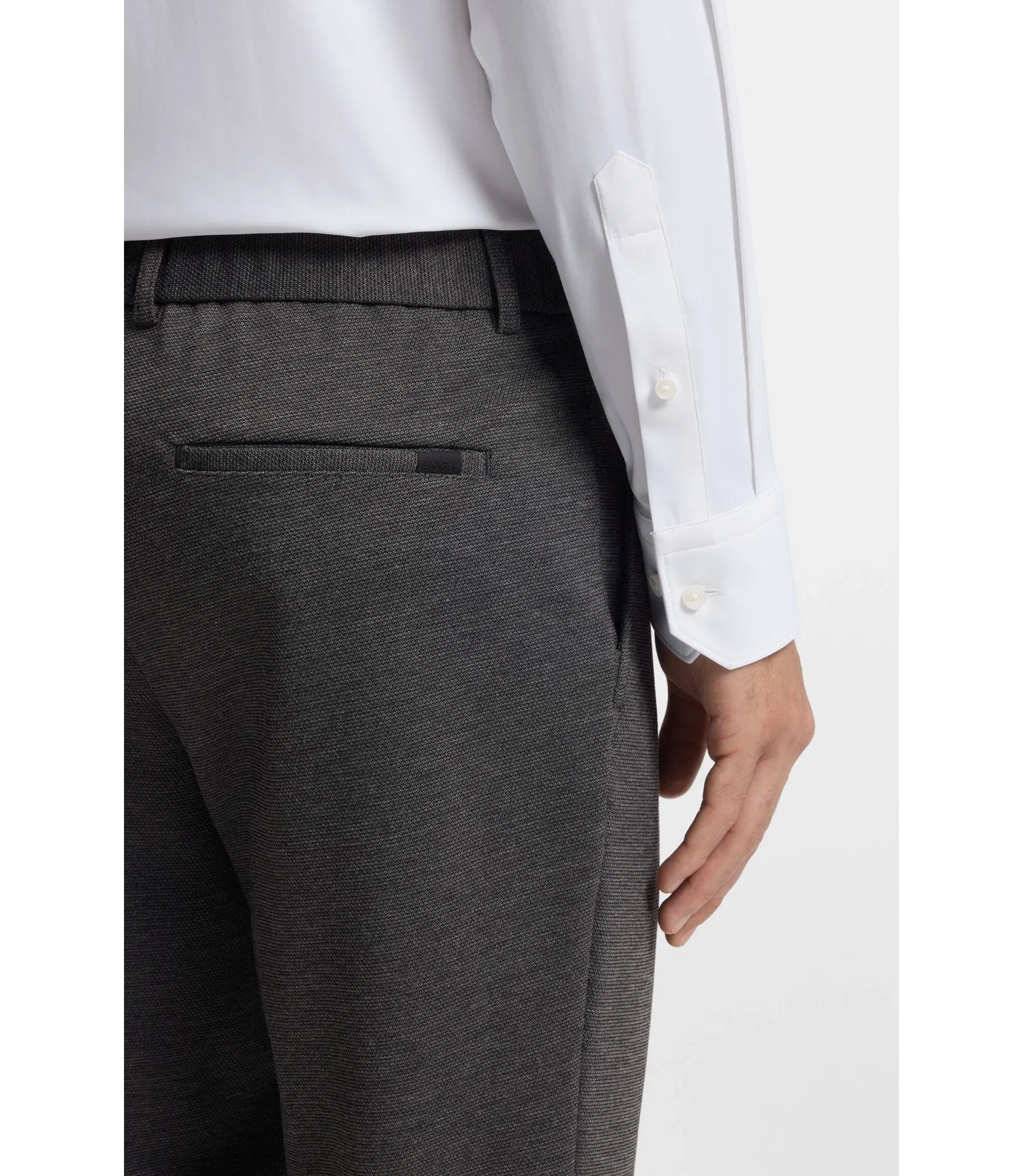 Boss Slim Fit Trousers In Performance Stretch Fabric Silver