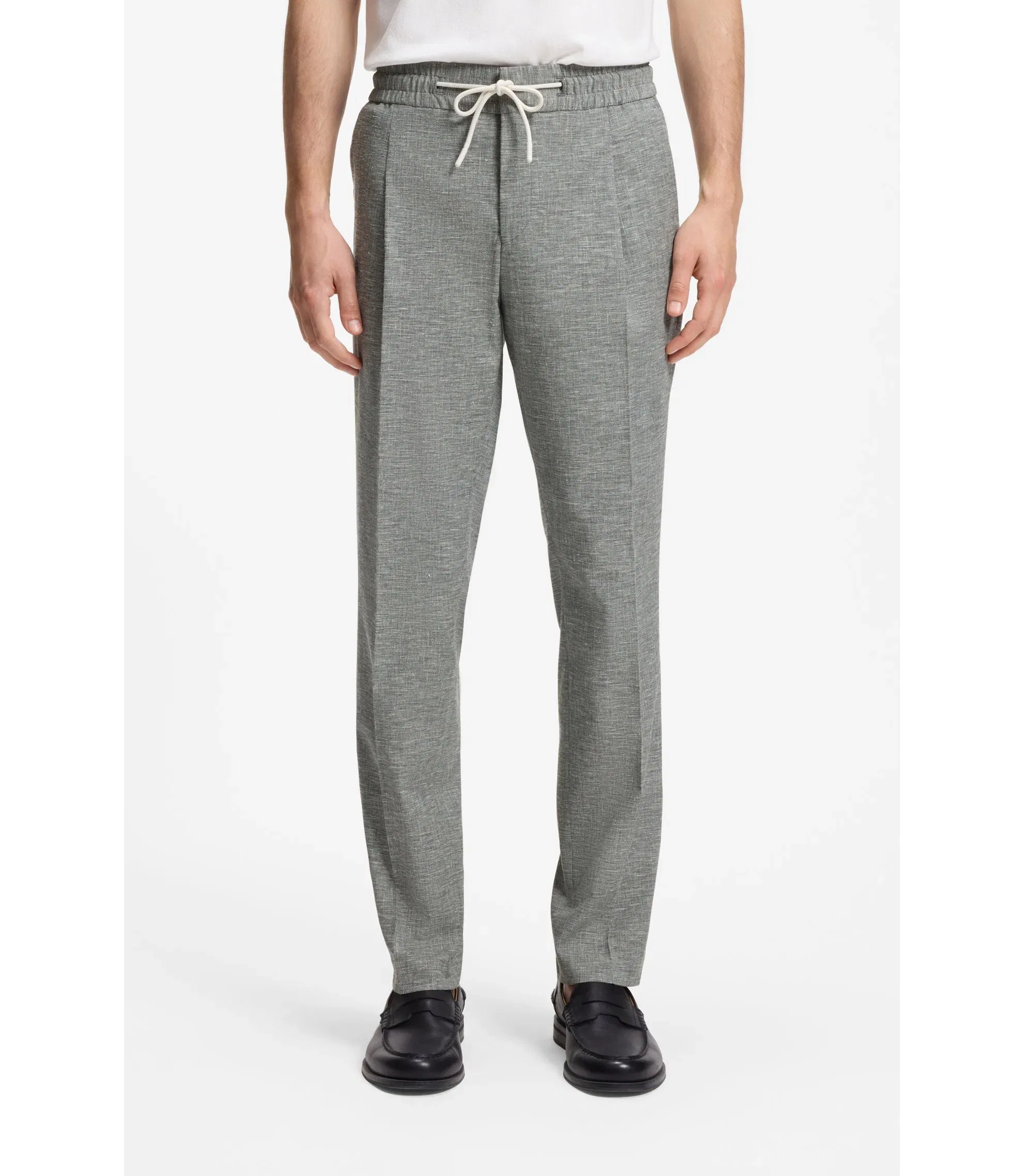 Hugo Slim Fit Trousers In Performance Sharkskin Dark Grey